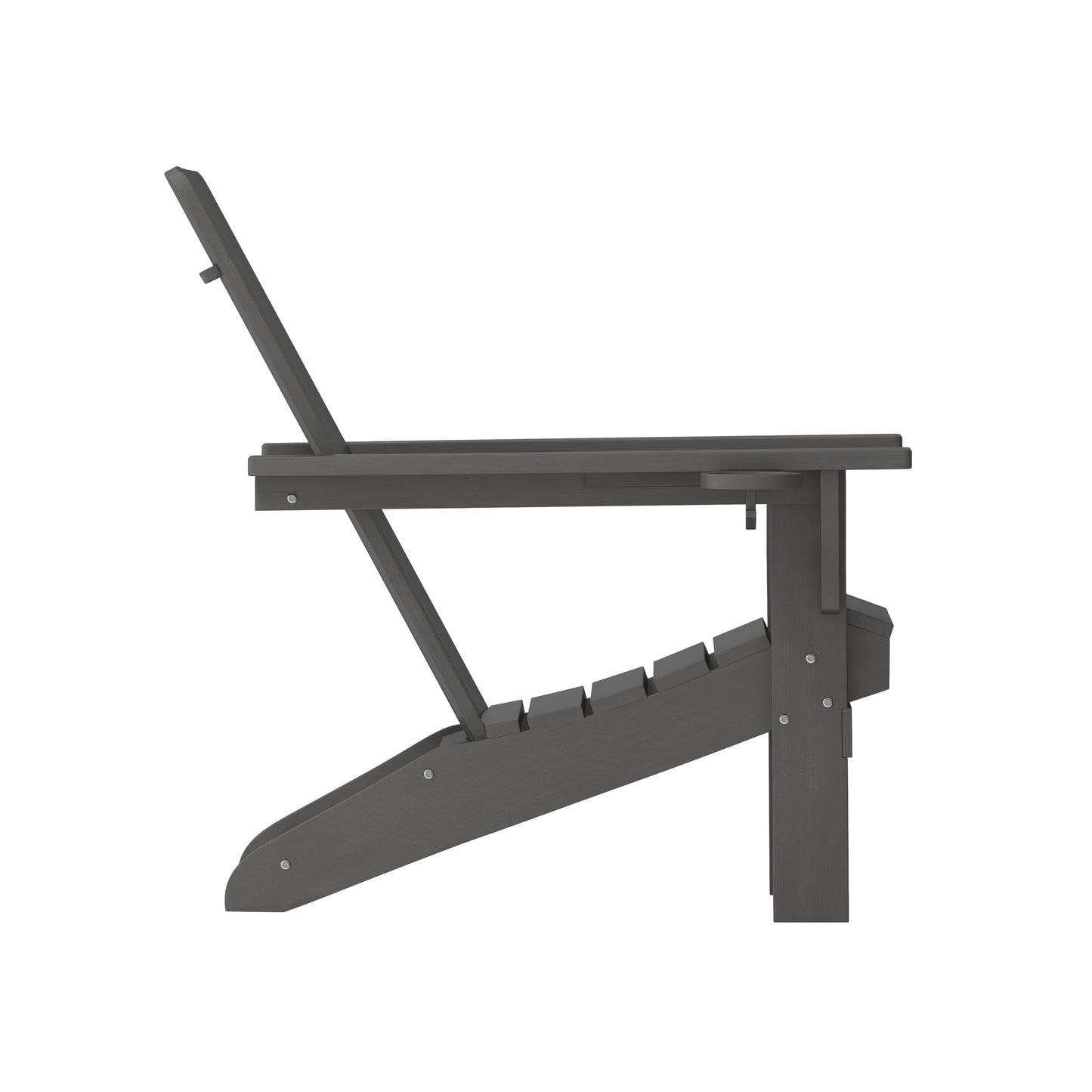 Halifax Adirondack Chair with Cup Holder, Weather Resistant HDPE Adirondack Chair in Gray Gray