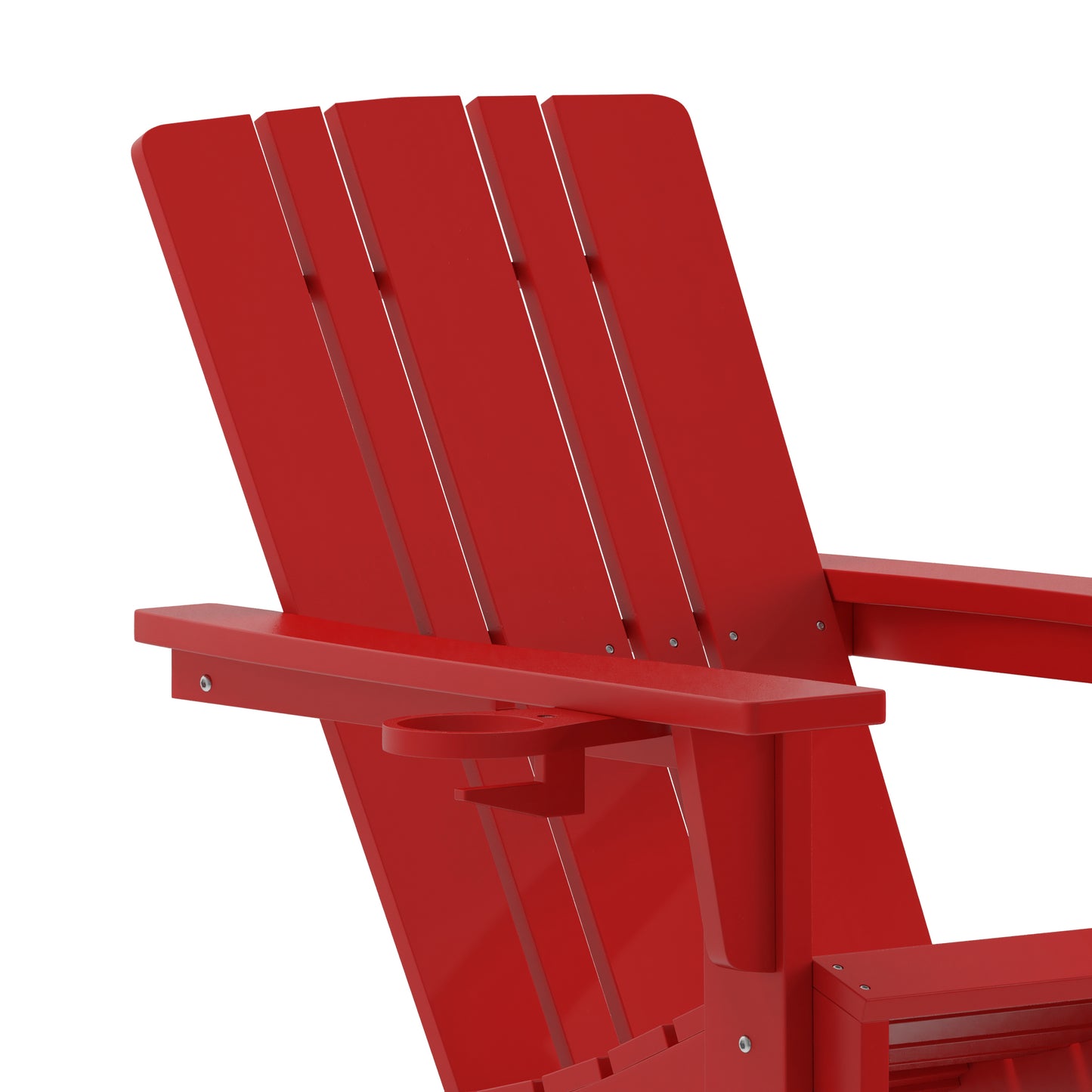 Halifax Adirondack Chair with Cup Holder, Weather Resistant HDPE Adirondack Chair in Red Red