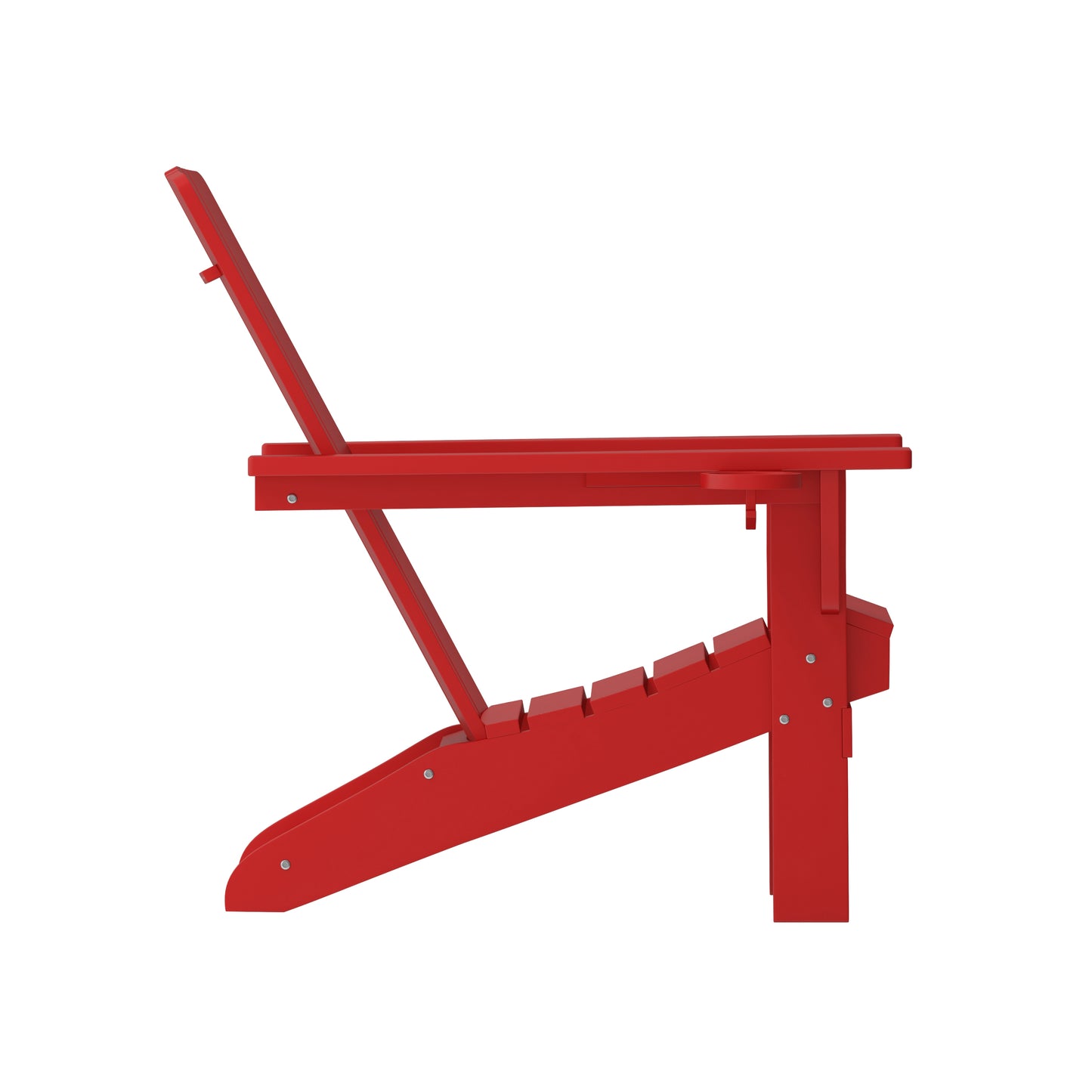 Halifax Adirondack Chair with Cup Holder, Weather Resistant HDPE Adirondack Chair in Red Red