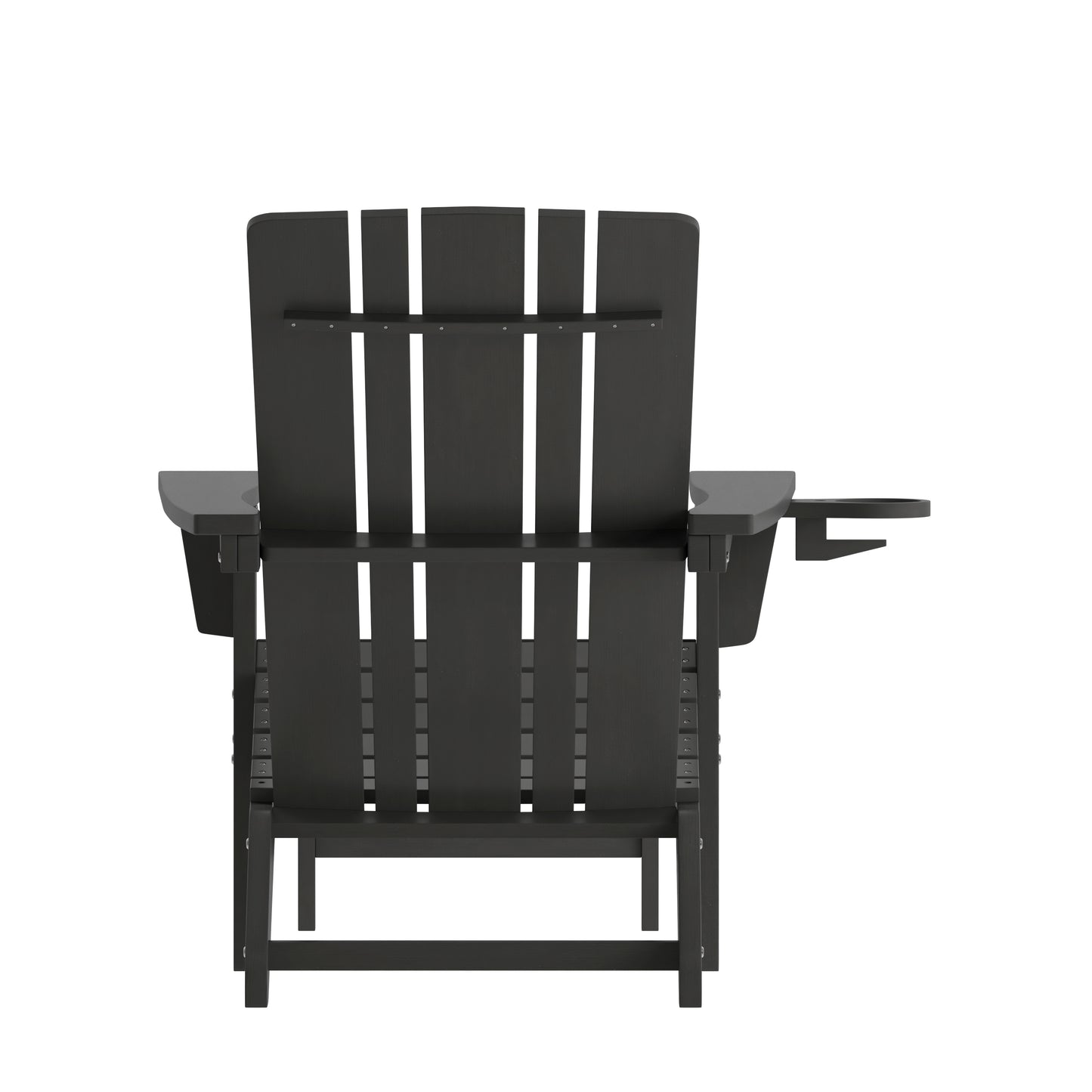 Halifax HDPE Adirondack Chair with Cup Holder and Pull Out Ottoman, All-Weather HDPE Indoor/Outdoor Lounge Chair in Black Black