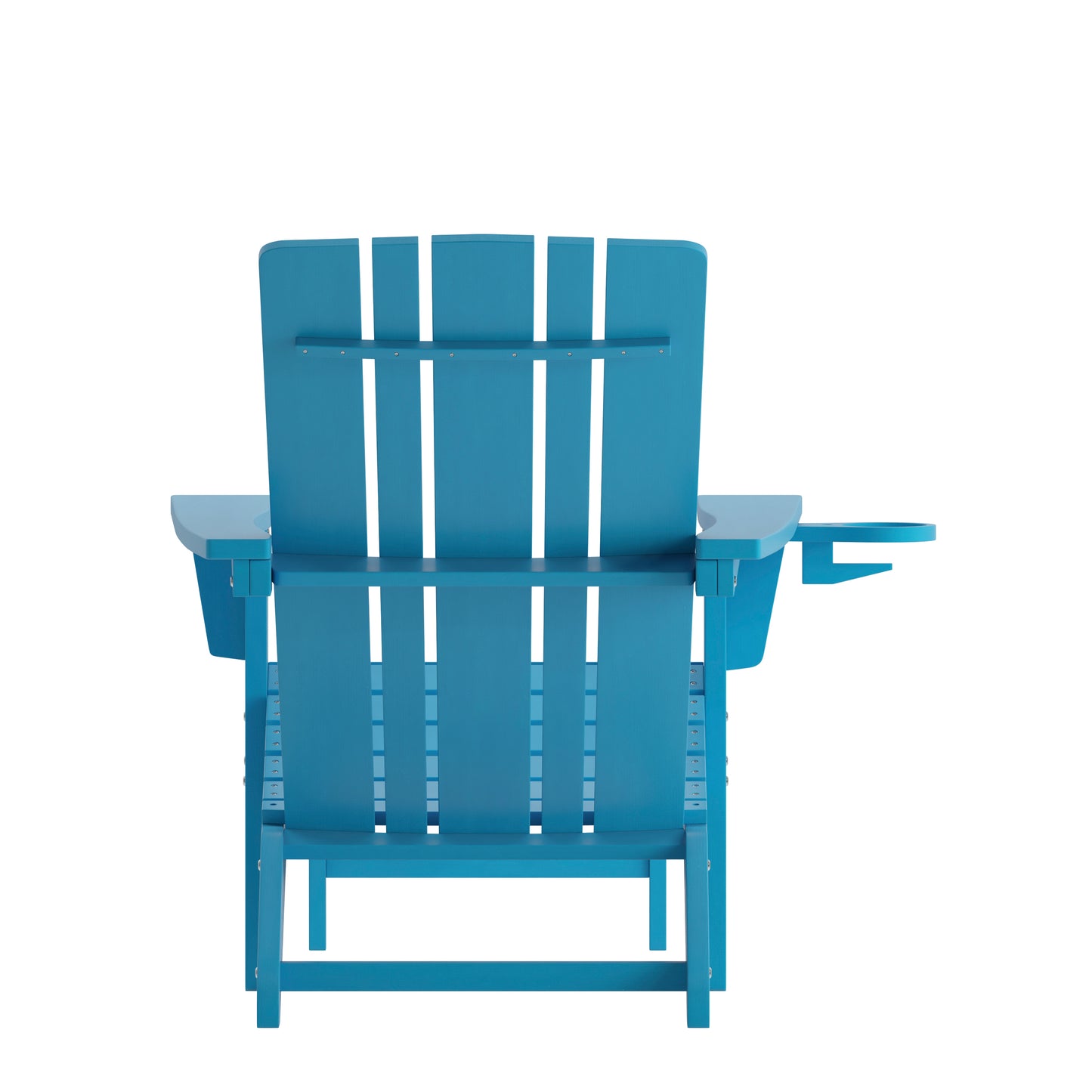 Halifax HDPE Adirondack Chair with Cup Holder and Pull Out Ottoman, All-Weather HDPE Indoor/Outdoor Lounge Chair in Blue Blue