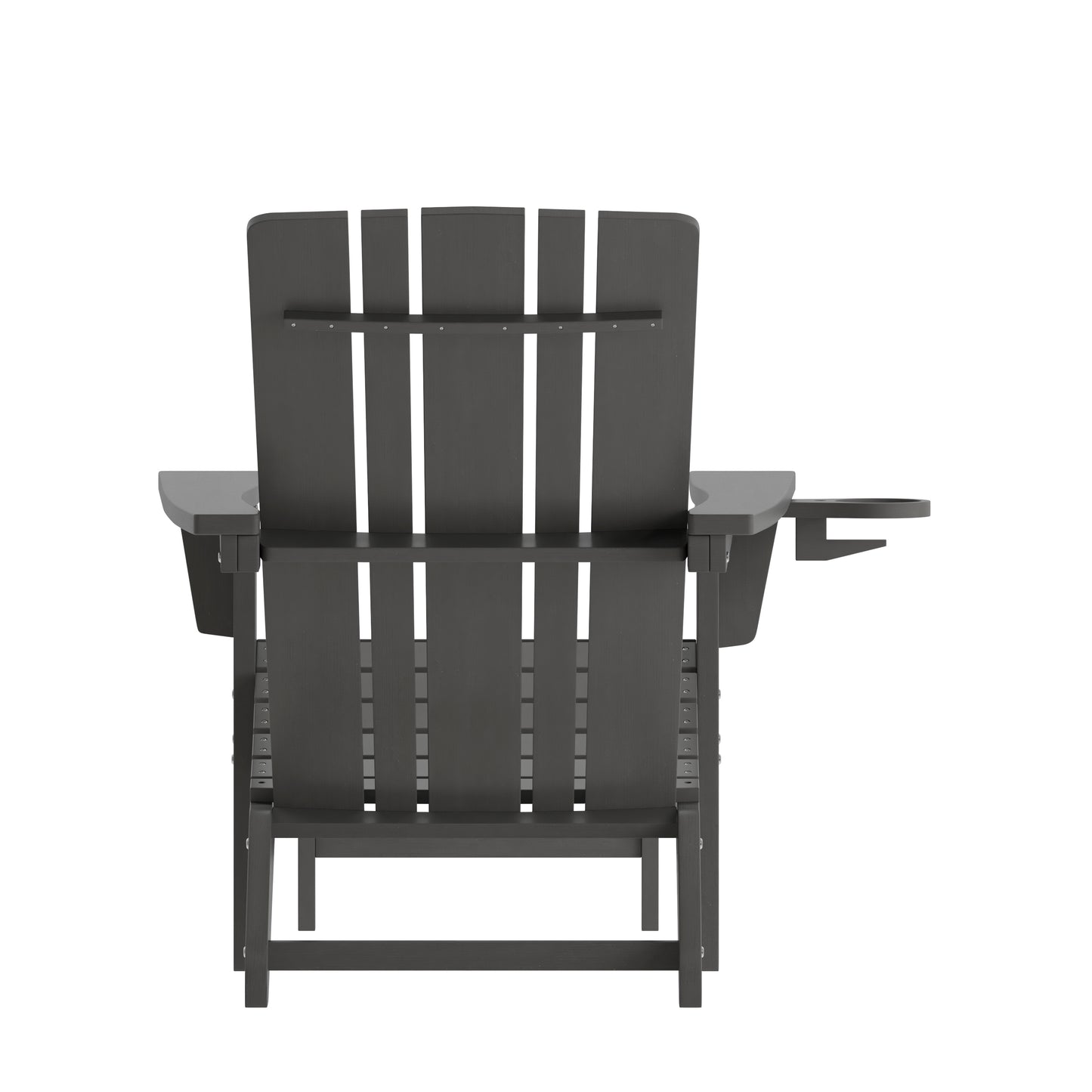Halifax HDPE Adirondack Chair with Cup Holder and Pull Out Ottoman, All-Weather HDPE Indoor/Outdoor Lounge Chair in Gray Gray