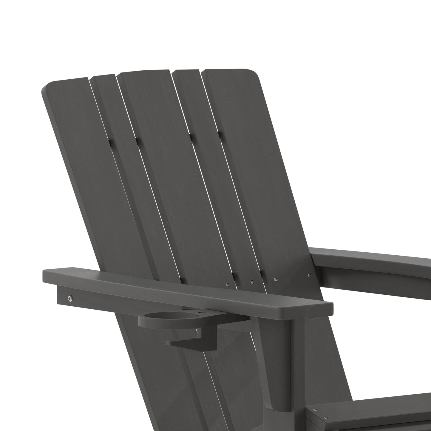 Halifax HDPE Adirondack Chair with Cup Holder and Pull Out Ottoman, All-Weather HDPE Indoor/Outdoor Lounge Chair in Gray Gray