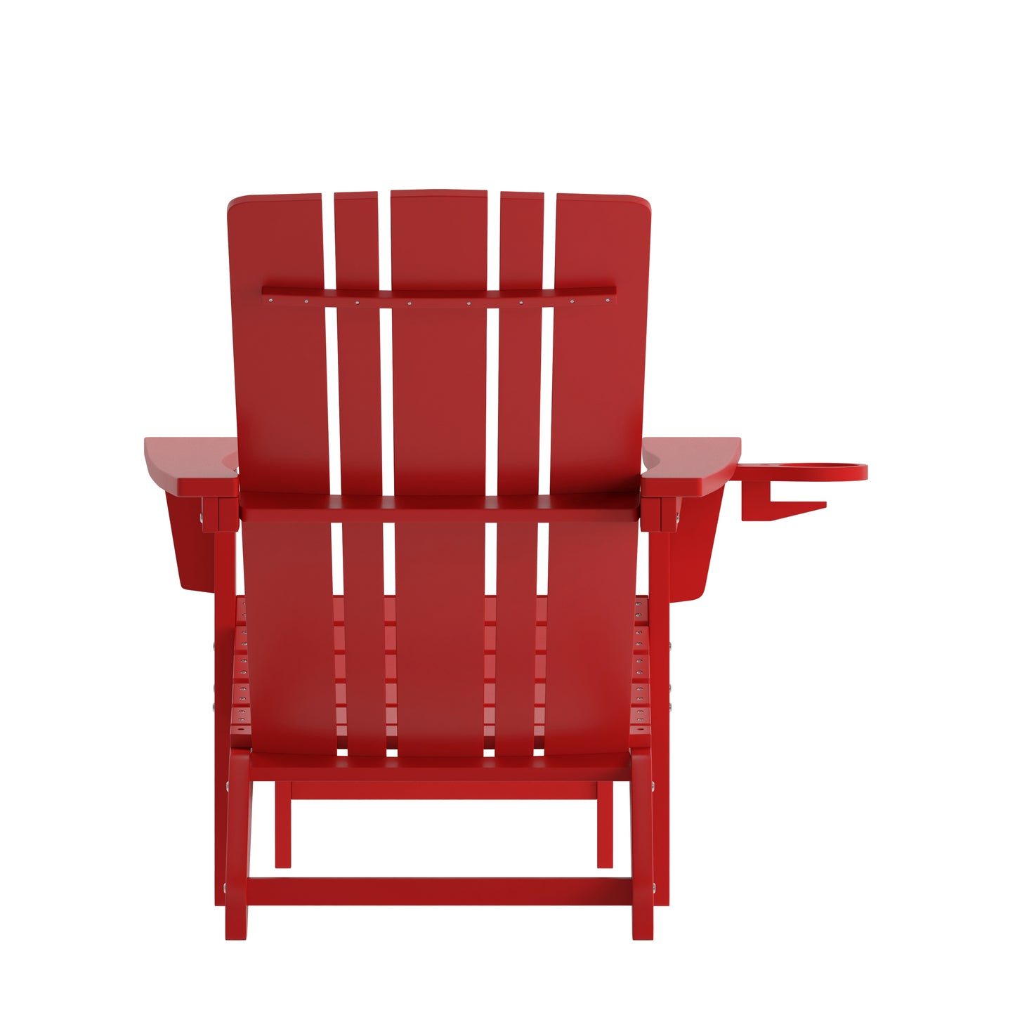 Halifax HDPE Adirondack Chair with Cup Holder and Pull Out Ottoman, All-Weather HDPE Indoor/Outdoor Lounge Chair in Red Red