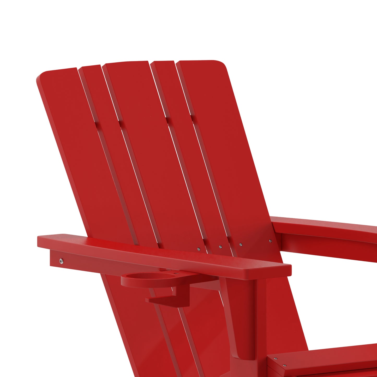 Halifax HDPE Adirondack Chair with Cup Holder and Pull Out Ottoman, All-Weather HDPE Indoor/Outdoor Lounge Chair in Red Red
