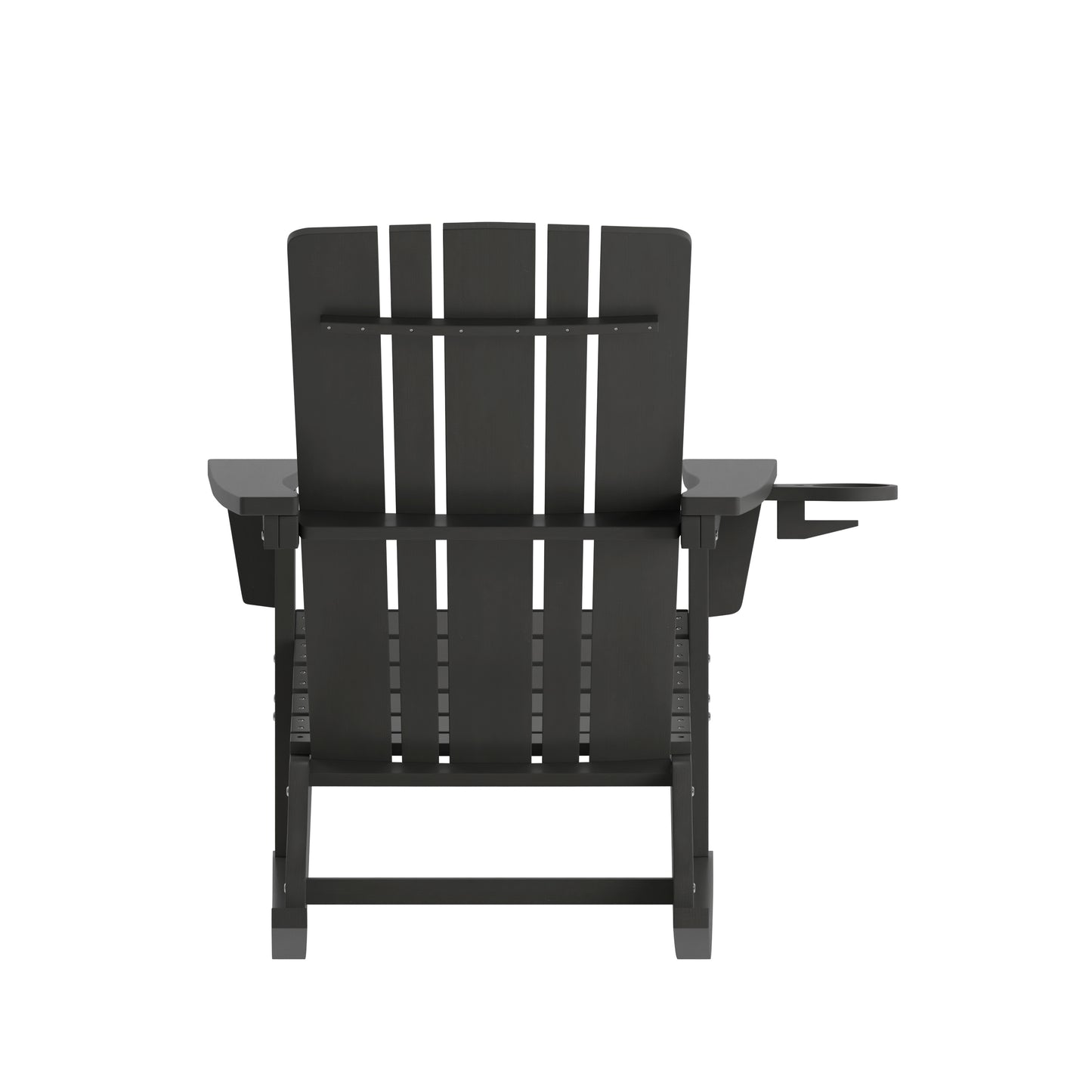 Halifax Adirondack Rocking Chair with Cup Holder, Weather Resistant HDPE Adirondack Rocking Chair in Black Black