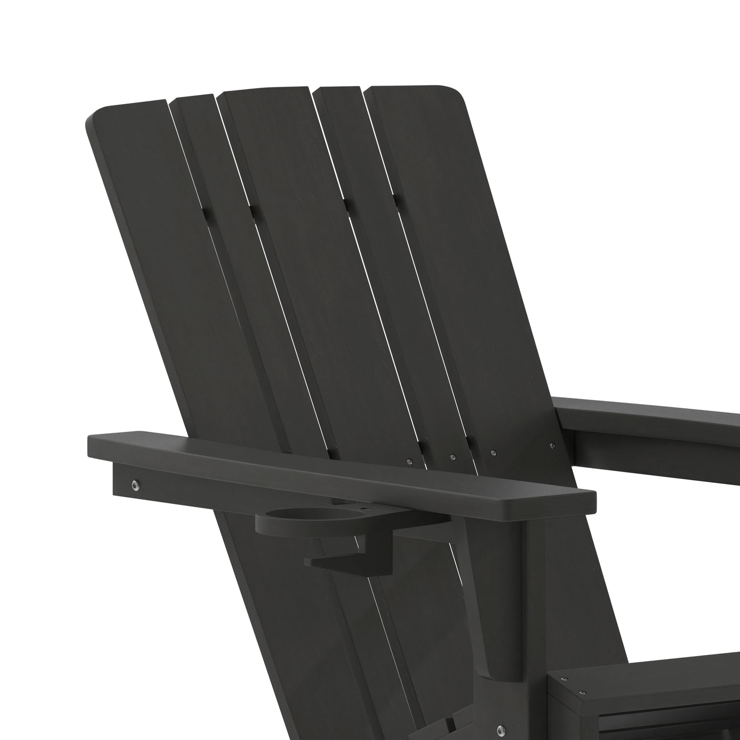 Halifax Adirondack Rocking Chair with Cup Holder, Weather Resistant HDPE Adirondack Rocking Chair in Black Black