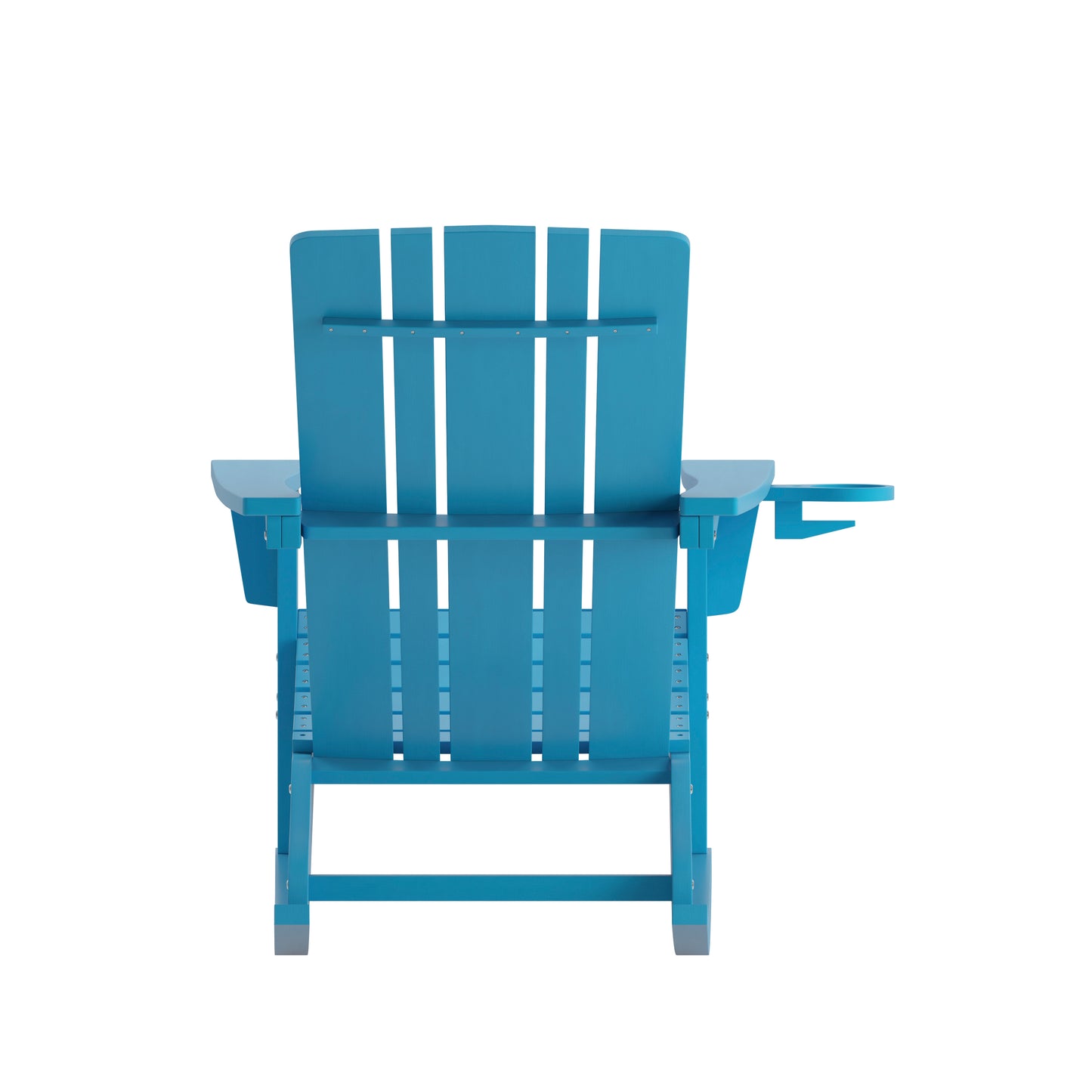 Halifax Adirondack Rocking Chair with Cup Holder, Weather Resistant HDPE Adirondack Rocking Chair in Blue Blue