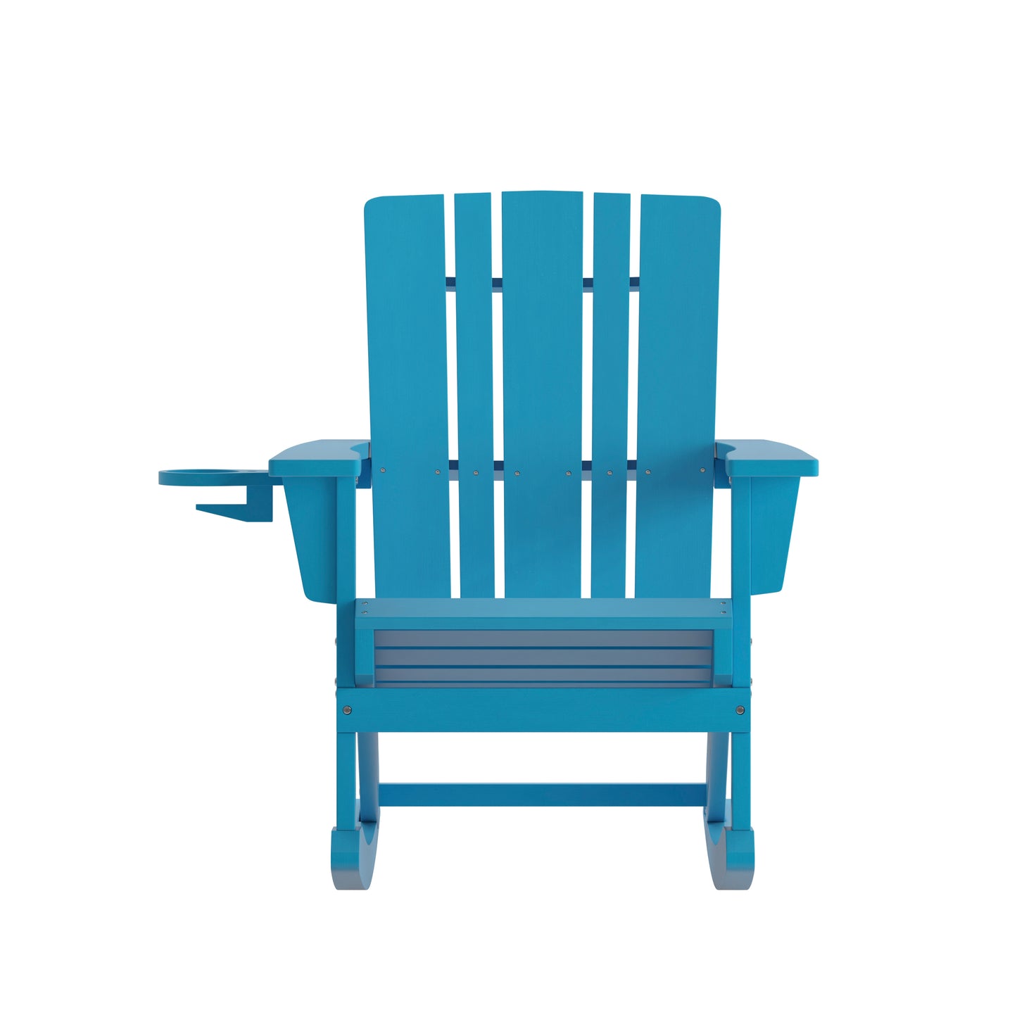 Halifax Adirondack Rocking Chair with Cup Holder, Weather Resistant HDPE Adirondack Rocking Chair in Blue Blue