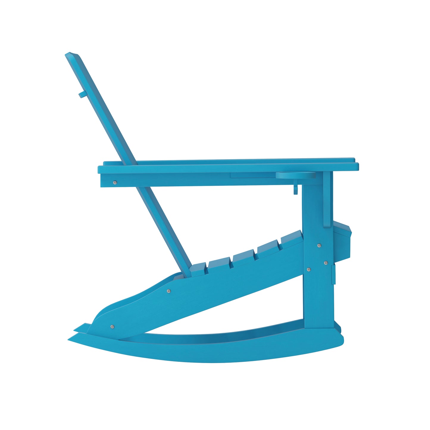 Halifax Adirondack Rocking Chair with Cup Holder, Weather Resistant HDPE Adirondack Rocking Chair in Blue Blue