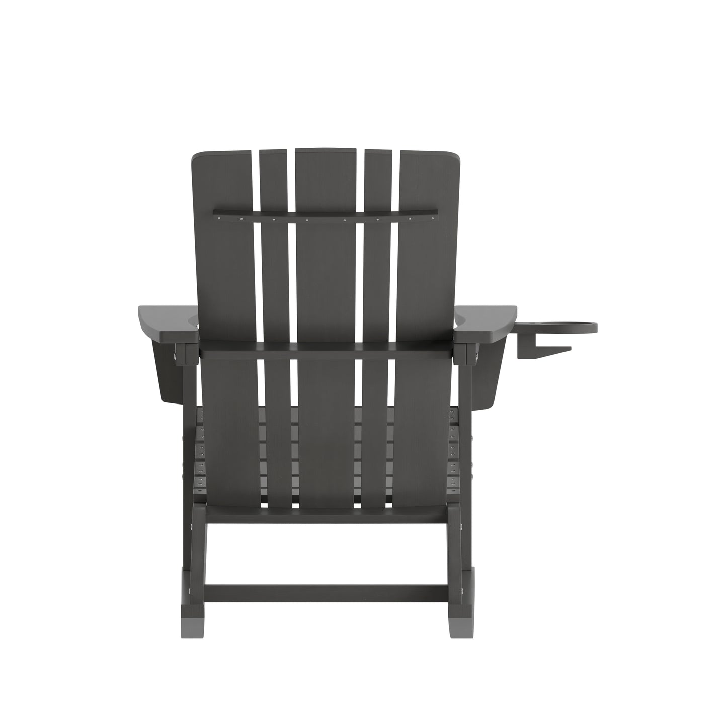 Halifax Adirondack Rocking Chair with Cup Holder, Weather Resistant HDPE Adirondack Rocking Chair in Gray Gray