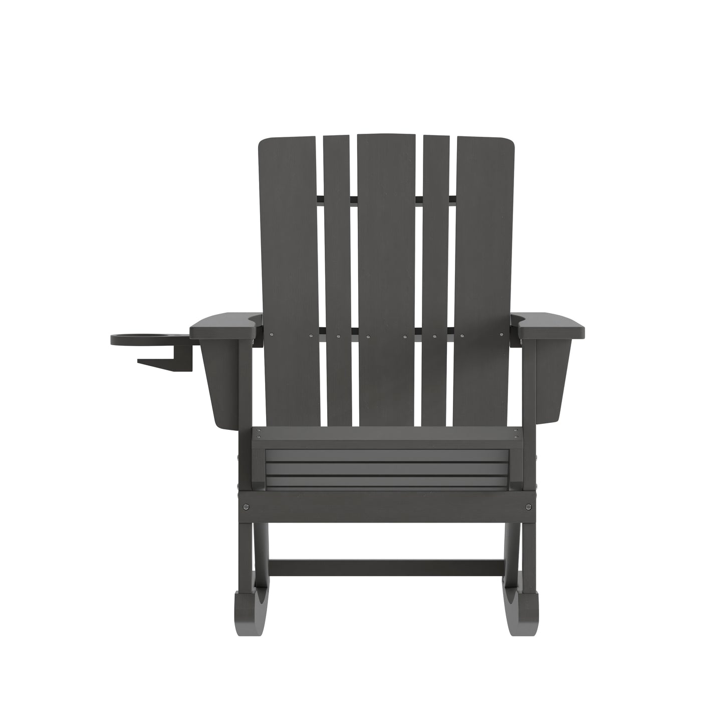 Halifax Adirondack Rocking Chair with Cup Holder, Weather Resistant HDPE Adirondack Rocking Chair in Gray Gray