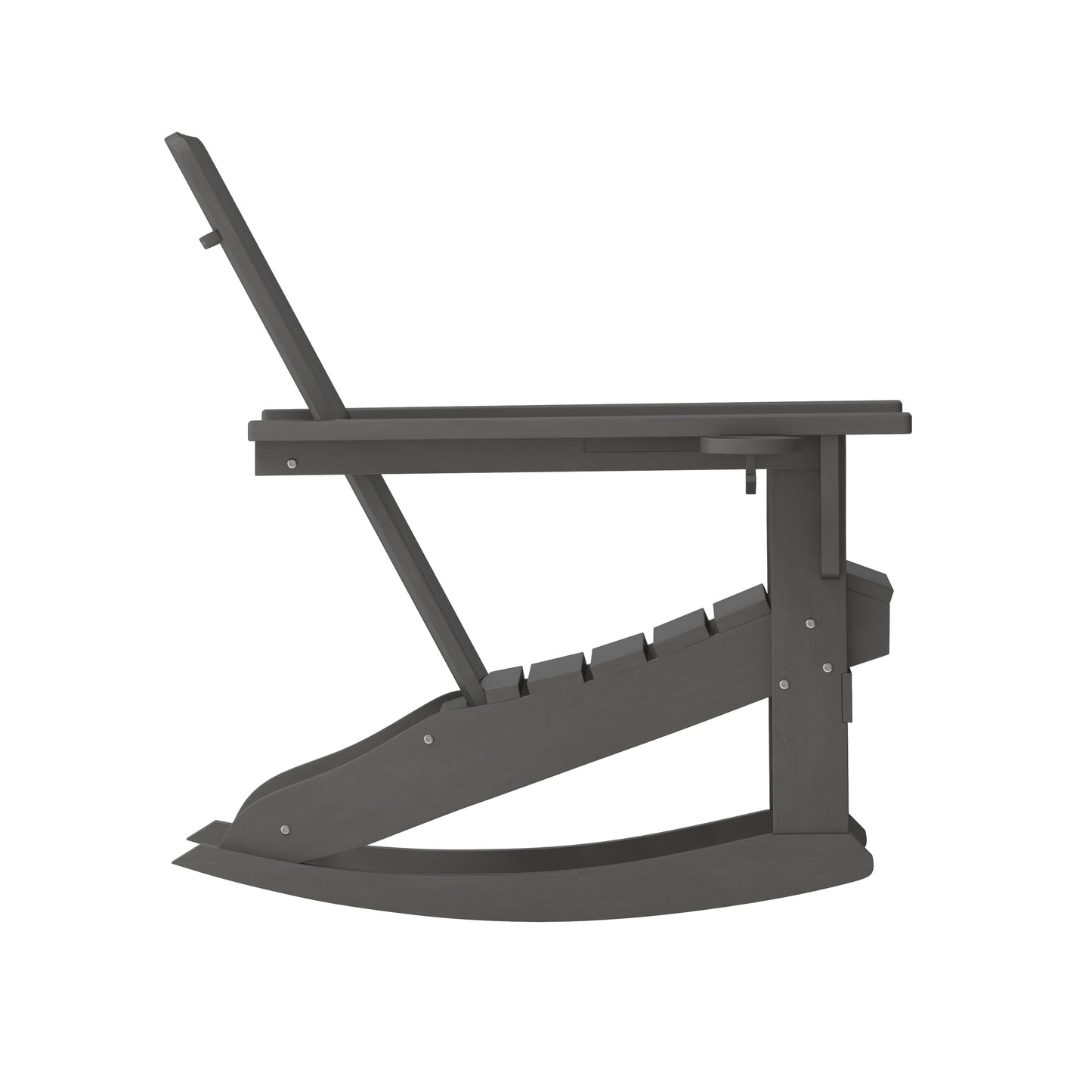 Halifax Adirondack Rocking Chair with Cup Holder, Weather Resistant HDPE Adirondack Rocking Chair in Gray Gray