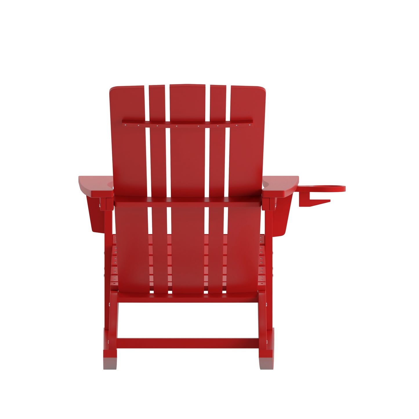 Halifax Adirondack Rocking Chair with Cup Holder, Weather Resistant HDPE Adirondack Rocking Chair in Red Red