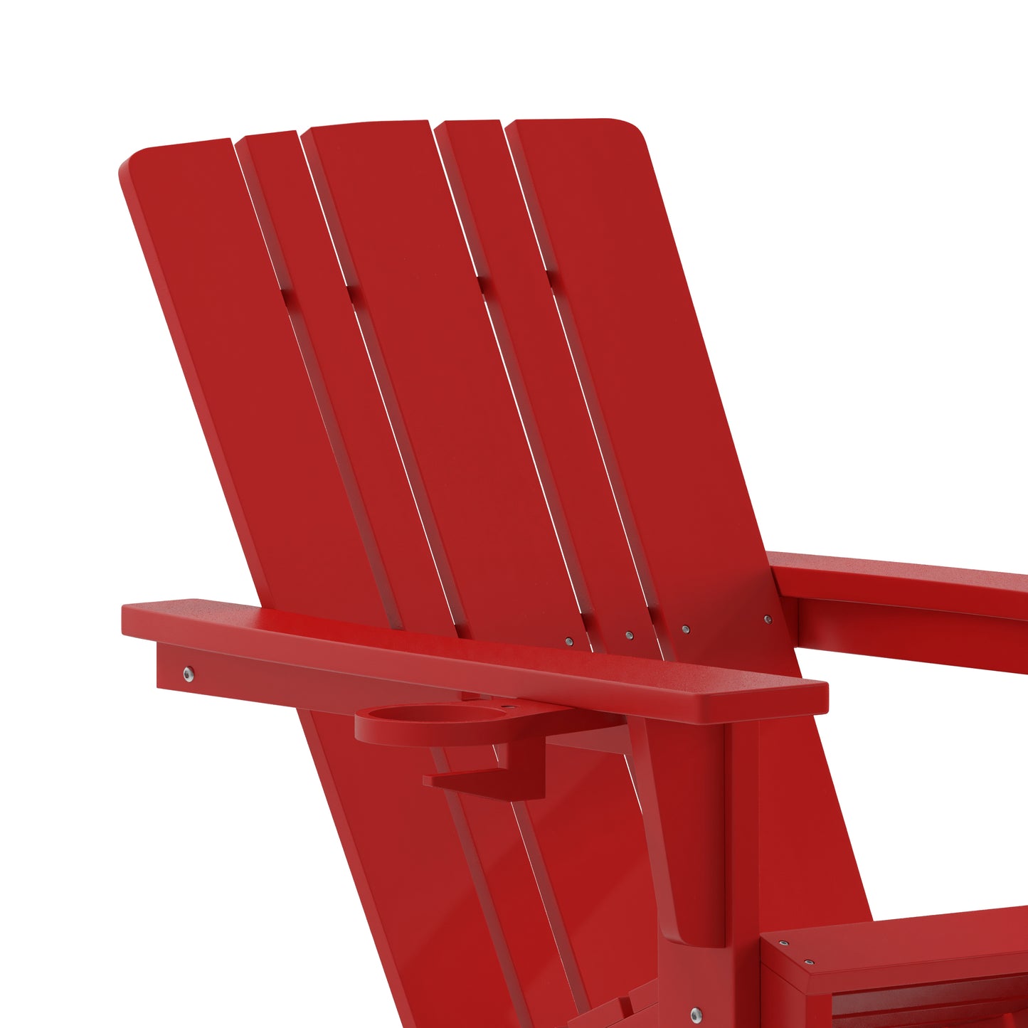 Halifax Adirondack Rocking Chair with Cup Holder, Weather Resistant HDPE Adirondack Rocking Chair in Red Red