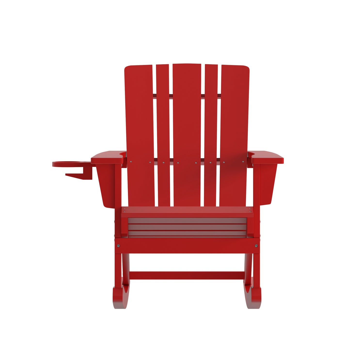 Halifax Adirondack Rocking Chair with Cup Holder, Weather Resistant HDPE Adirondack Rocking Chair in Red Red