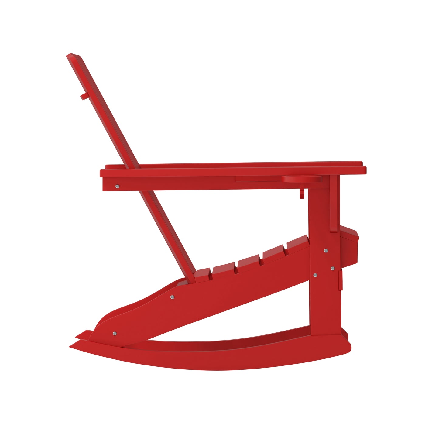 Halifax Adirondack Rocking Chair with Cup Holder, Weather Resistant HDPE Adirondack Rocking Chair in Red Red