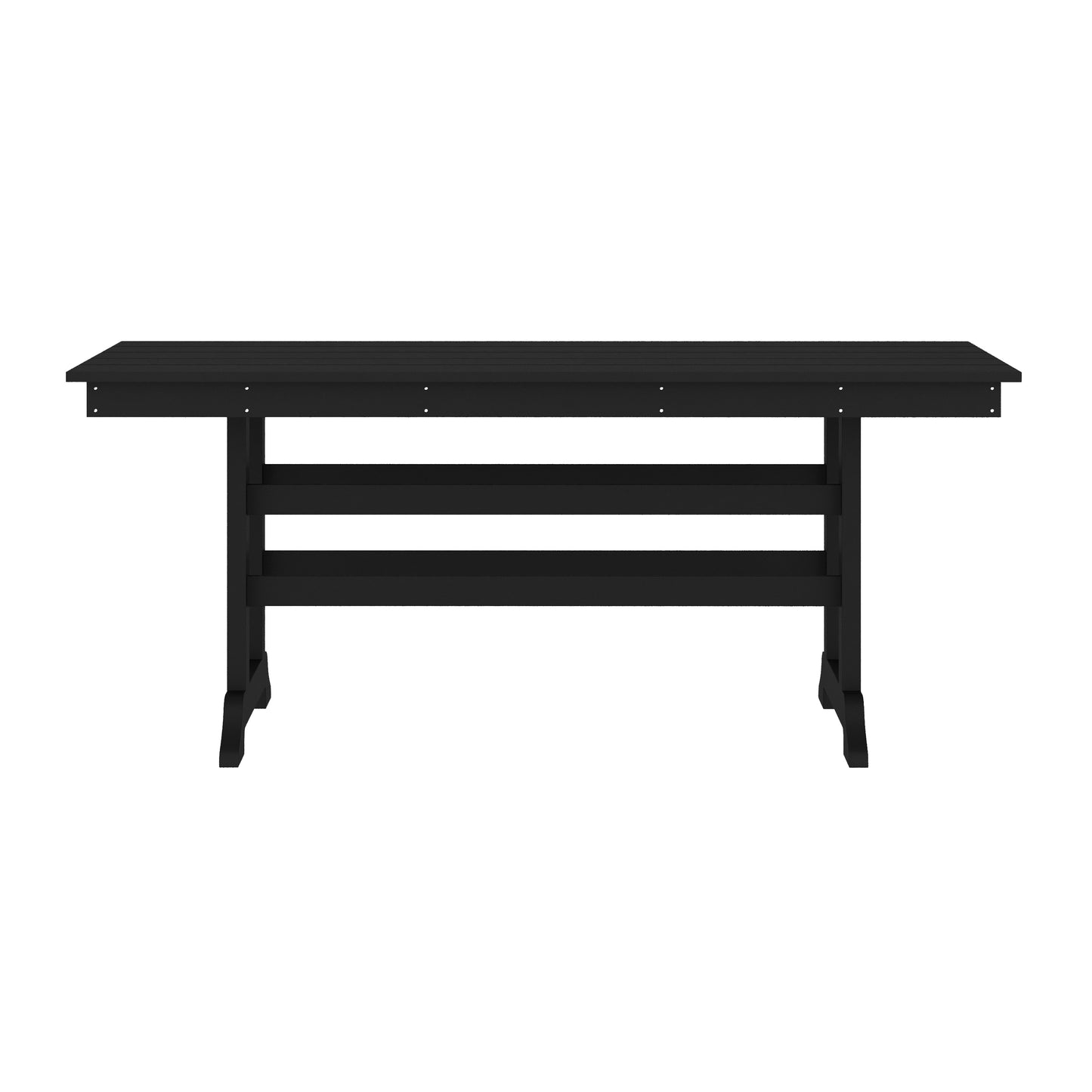 Abraham Commercial Grade Indoor/Outdoor 72" Rectangle Recycled HDPE Adirondack Dining Table for 6 in Black Black