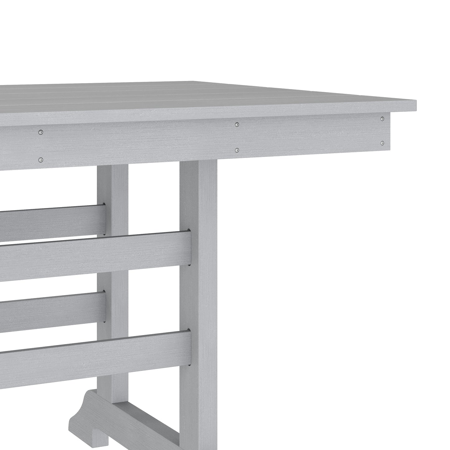Abraham Commercial Grade Indoor/Outdoor 72" Rectangle Recycled HDPE Adirondack Dining Table for 6 in Gray Gray