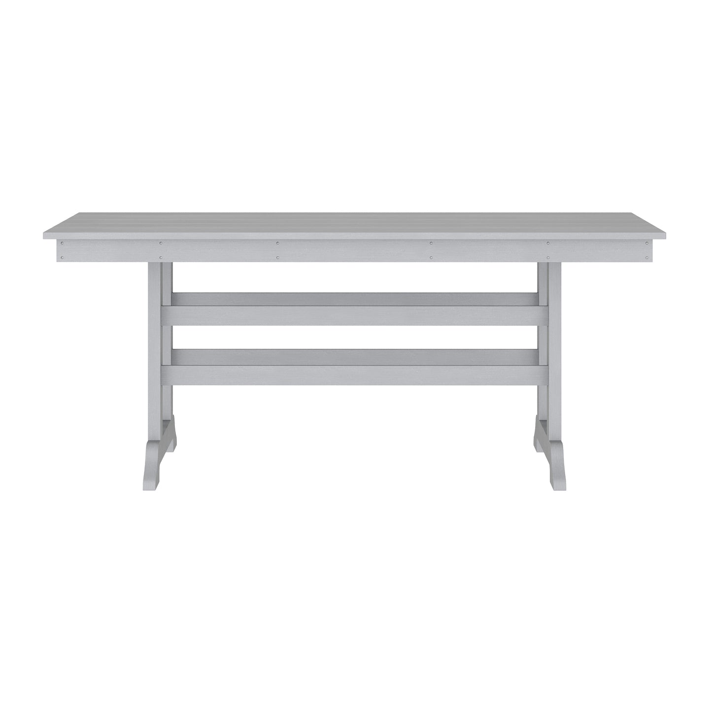 Abraham Commercial Grade Indoor/Outdoor 72" Rectangle Recycled HDPE Adirondack Dining Table for 6 in Gray Gray