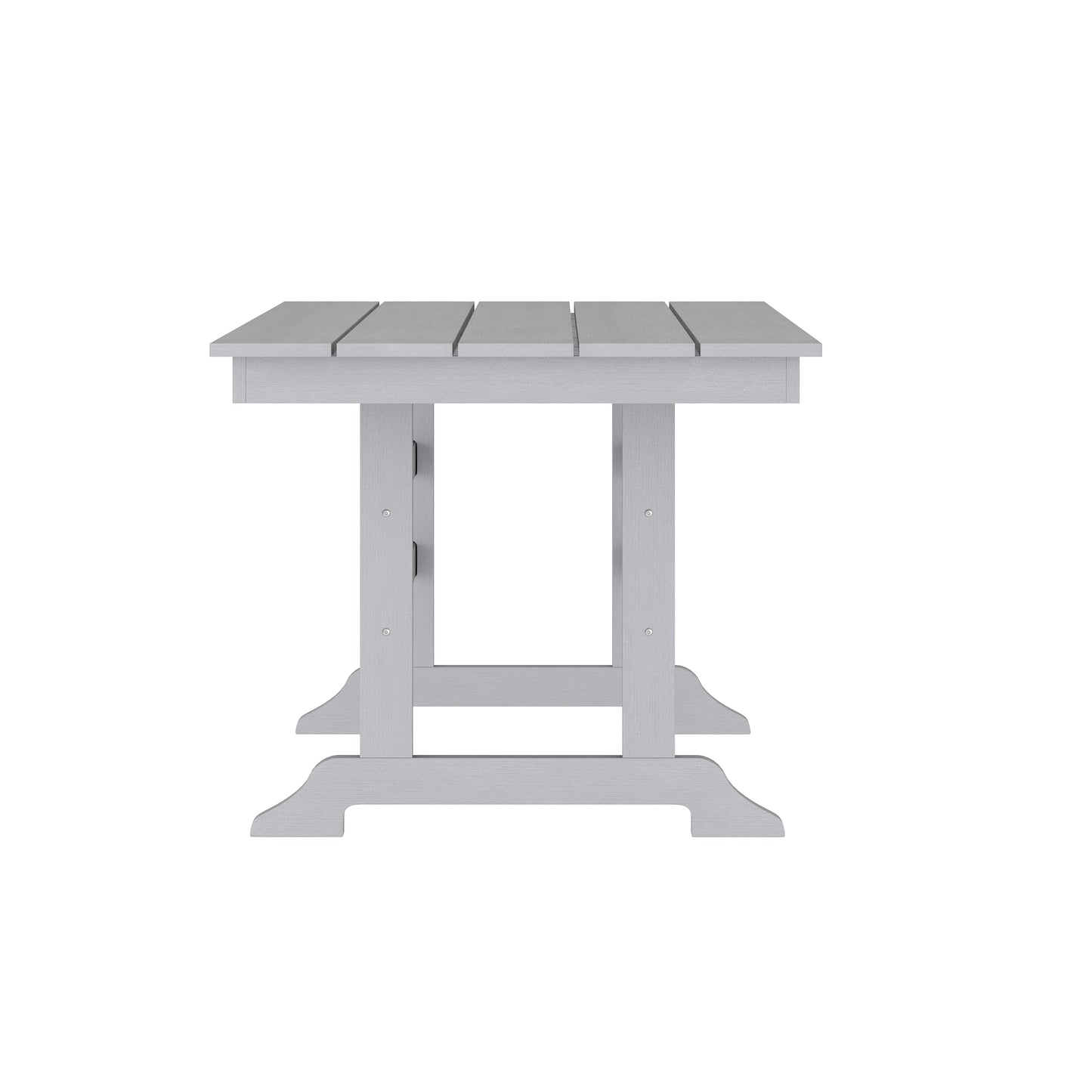 Abraham Commercial Grade Indoor/Outdoor 72" Rectangle Recycled HDPE Adirondack Dining Table for 6 in Gray Gray