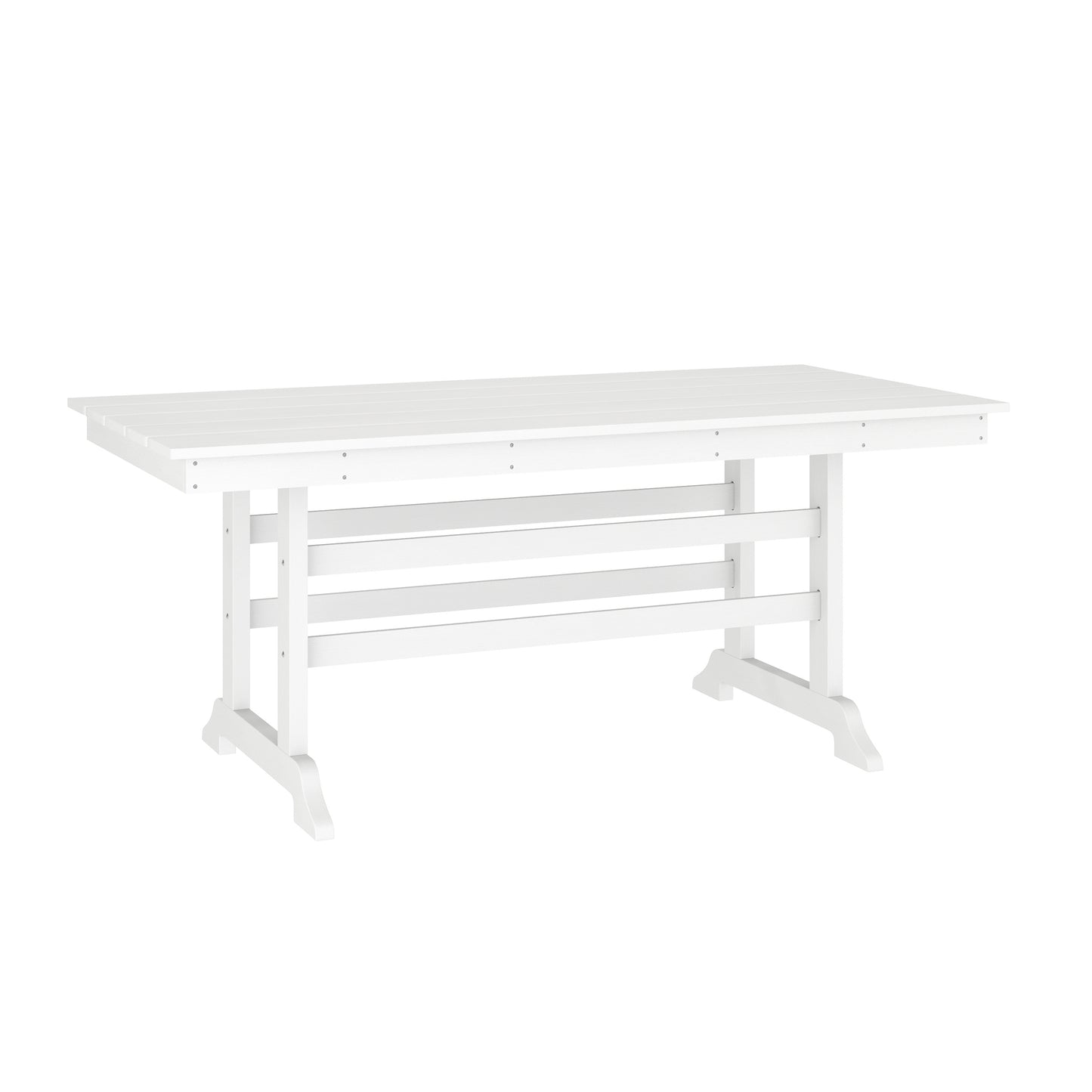Abraham Commercial Grade Indoor/Outdoor 72" Rectangle Recycled HDPE Adirondack Dining Table for 6 in White White
