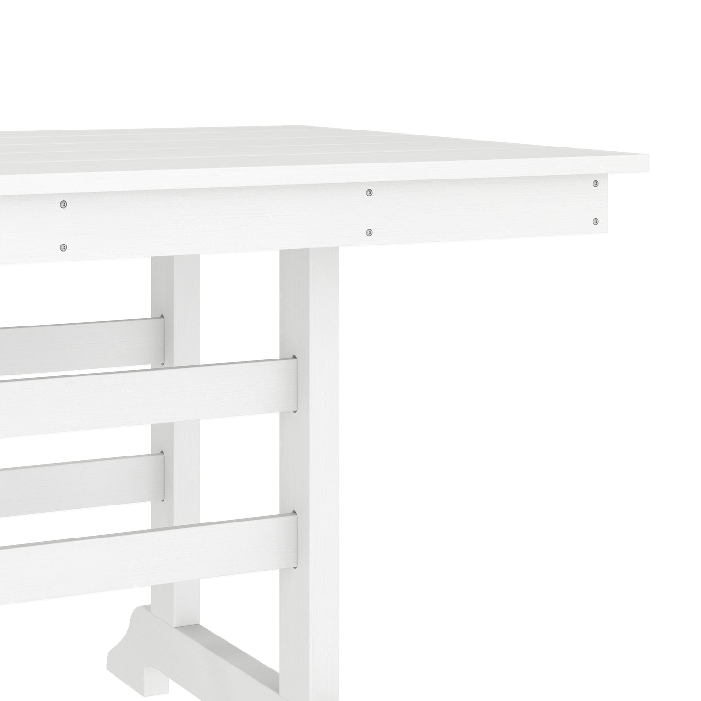 Abraham Commercial Grade Indoor/Outdoor 72" Rectangle Recycled HDPE Adirondack Dining Table for 6 in White White
