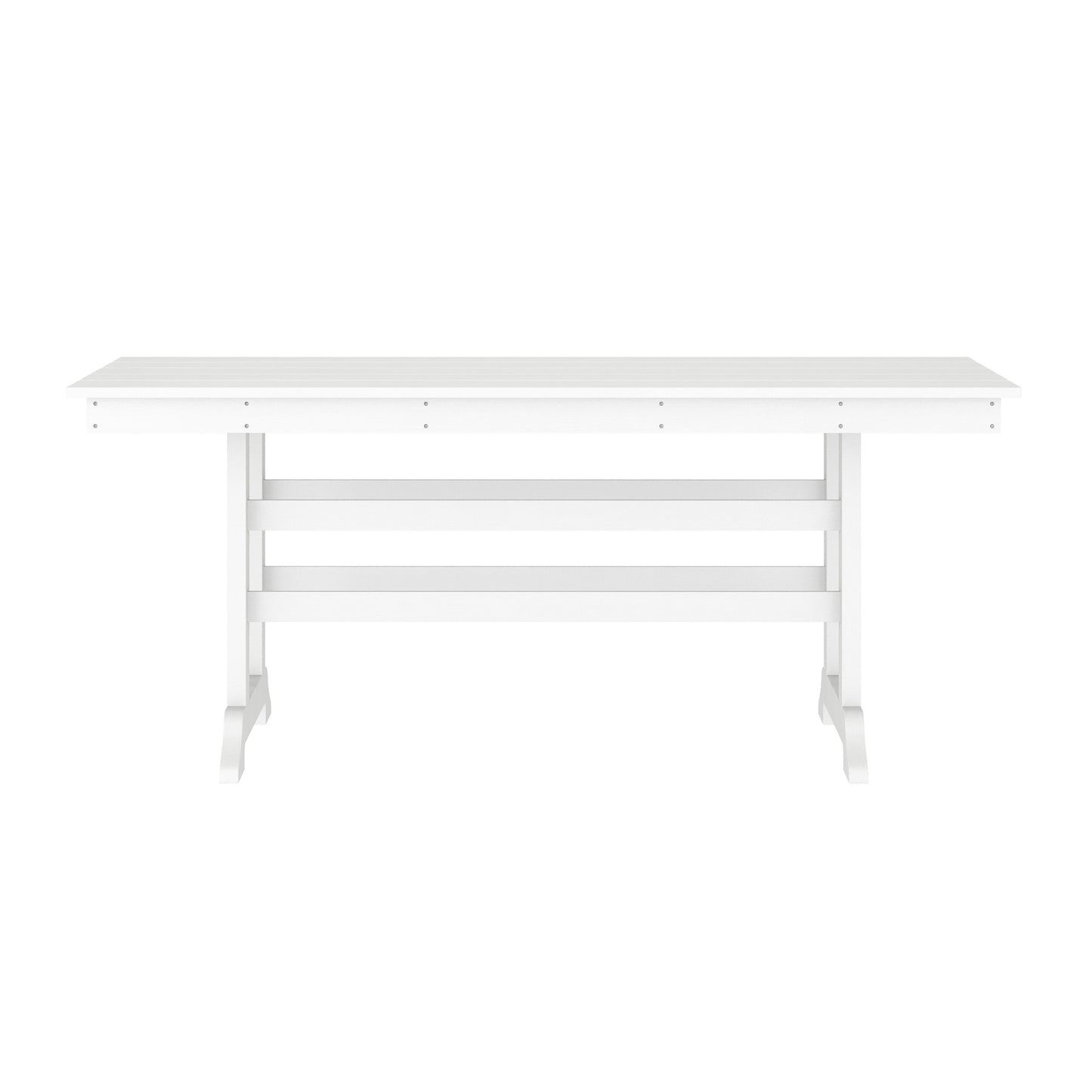 Abraham Commercial Grade Indoor/Outdoor 72" Rectangle Recycled HDPE Adirondack Dining Table for 6 in White White