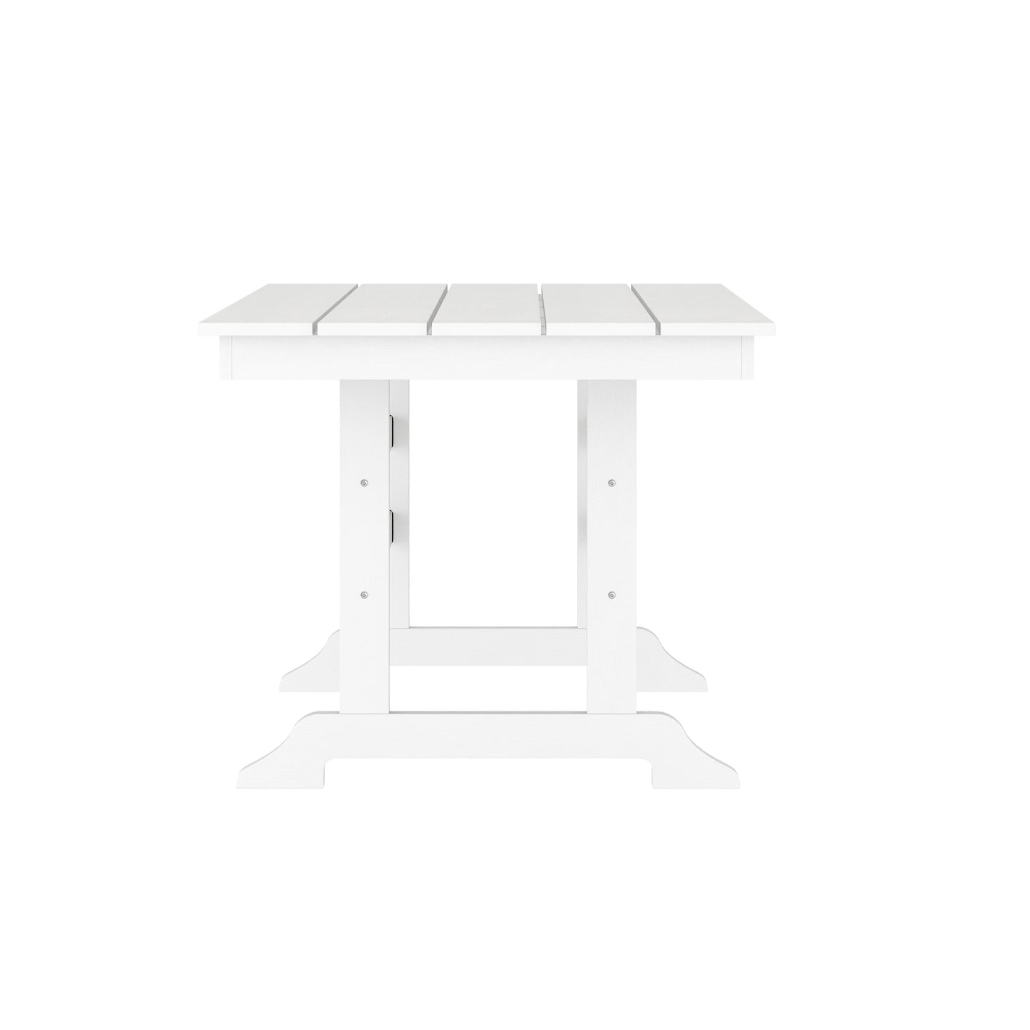 Abraham Commercial Grade Indoor/Outdoor 72" Rectangle Recycled HDPE Adirondack Dining Table for 6 in White White
