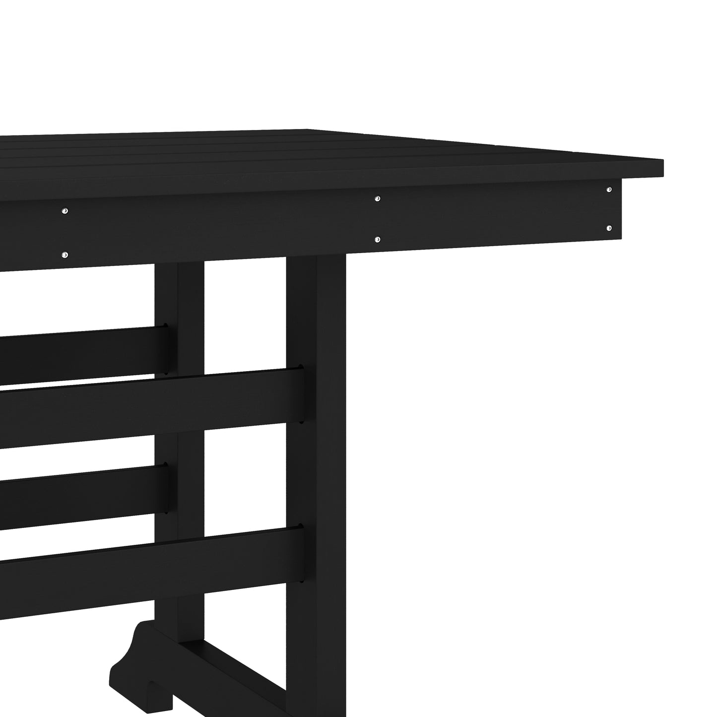 Tolleson Commercial 7 Piece Adirondack Dining Set with 72" Rectangle Indoor/Outdoor Recycled HDPE Table and 6 Chairs with Cupholders in Black Black