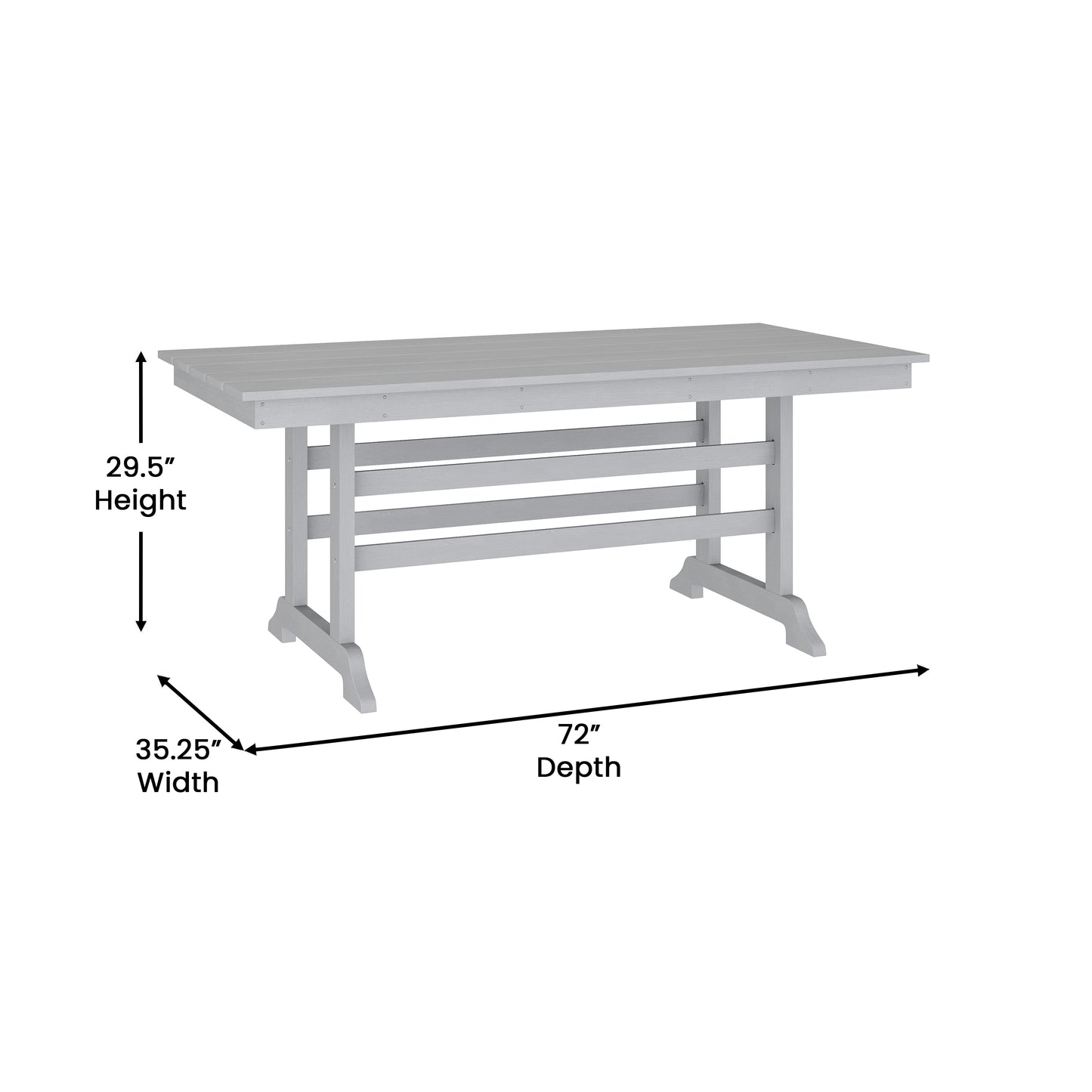 Tolleson Commercial 7 Piece Adirondack Dining Set with 72" Rectangle Indoor/Outdoor Recycled HDPE Table and 6 Chairs with Cupholders in Gray Gray