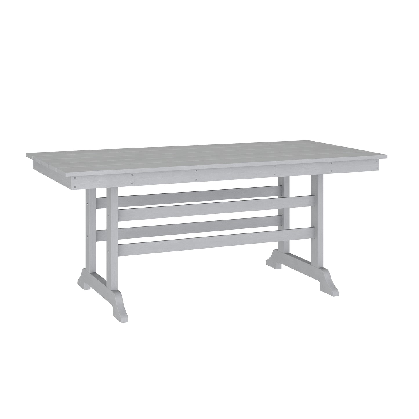 Tolleson Commercial 7 Piece Adirondack Dining Set with 72" Rectangle Indoor/Outdoor Recycled HDPE Table and 6 Chairs with Cupholders in Gray Gray