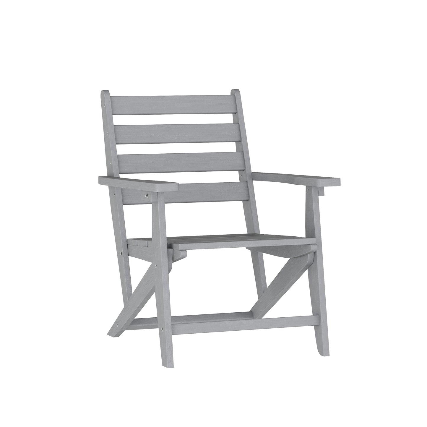 Tolleson Commercial 7 Piece Adirondack Dining Set with 72" Rectangle Indoor/Outdoor Recycled HDPE Table and 6 Chairs with Cupholders in Gray Gray