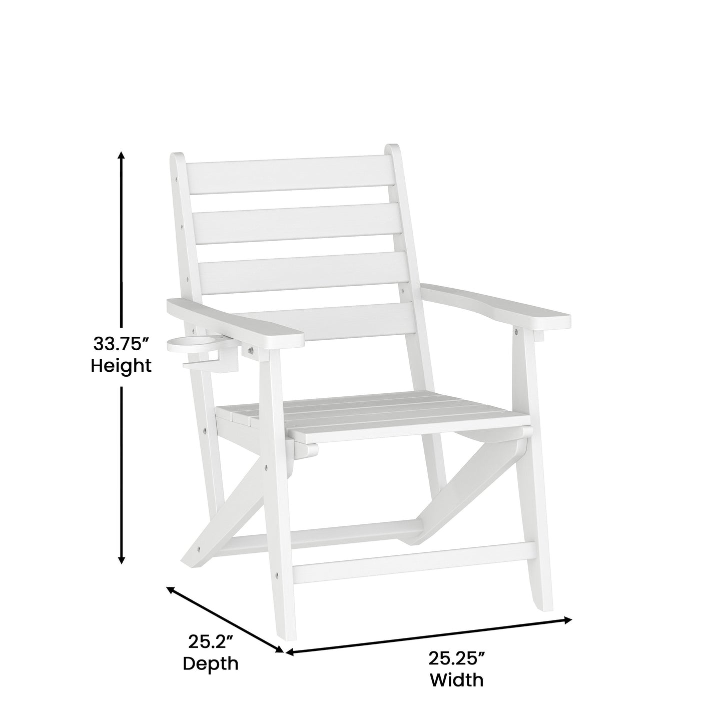 Tolleson Commercial 7 Piece Adirondack Dining Set with 72" Rectangle Indoor/Outdoor Recycled HDPE Table and 6 Chairs with Cupholders in White White