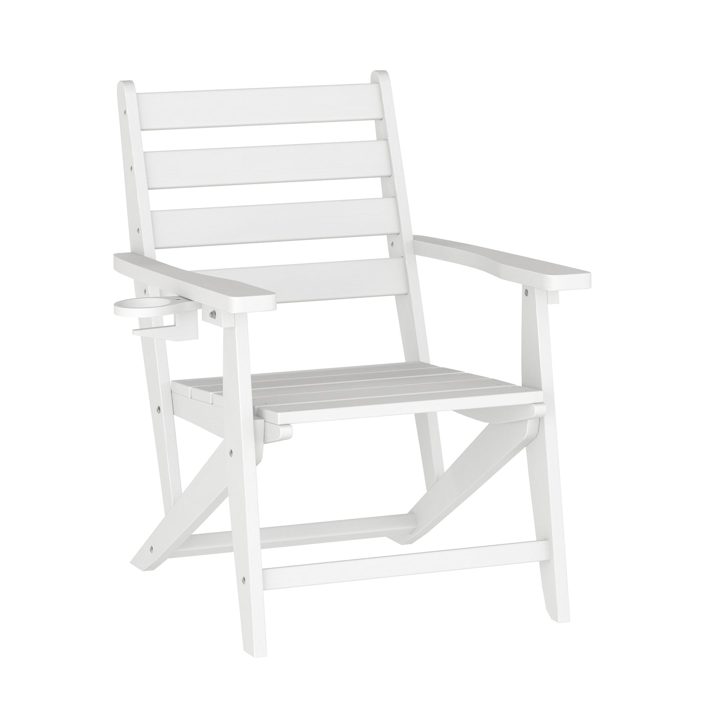 Tolleson Commercial 7 Piece Adirondack Dining Set with 72" Rectangle Indoor/Outdoor Recycled HDPE Table and 6 Chairs with Cupholders in White White