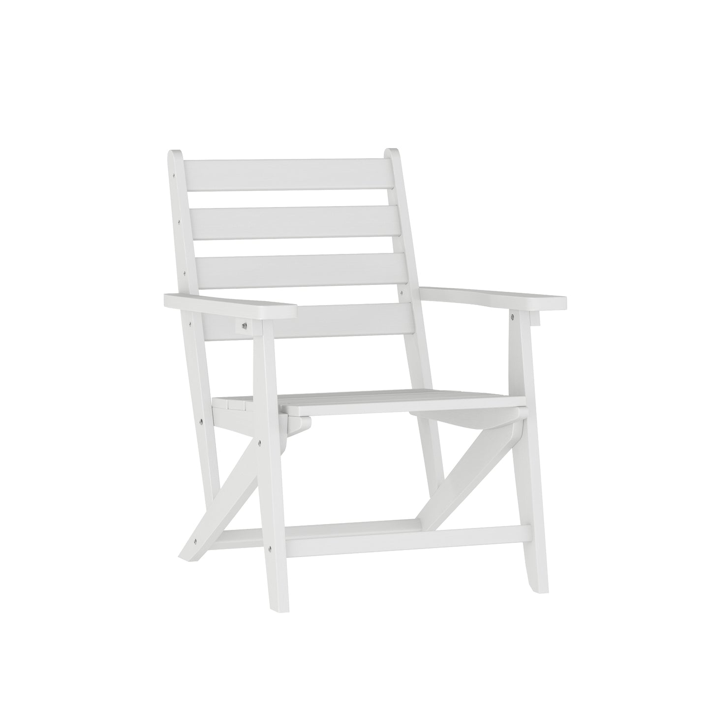Tolleson Commercial 7 Piece Adirondack Dining Set with 72" Rectangle Indoor/Outdoor Recycled HDPE Table and 6 Chairs with Cupholders in White White