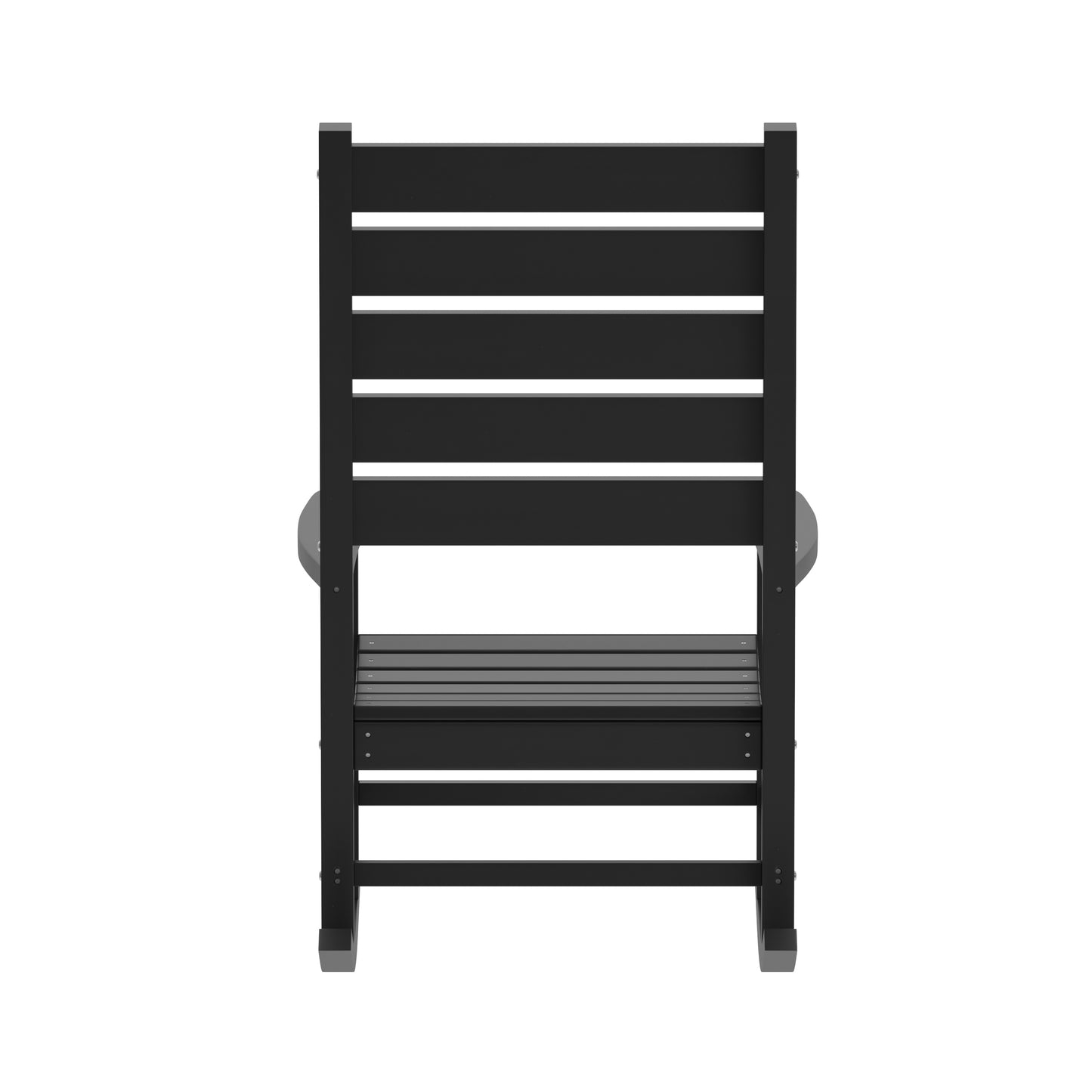 Manchester Contemporary Rocking Chair, All-Weather HDPE Indoor/Outdoor Rocker in Black Black