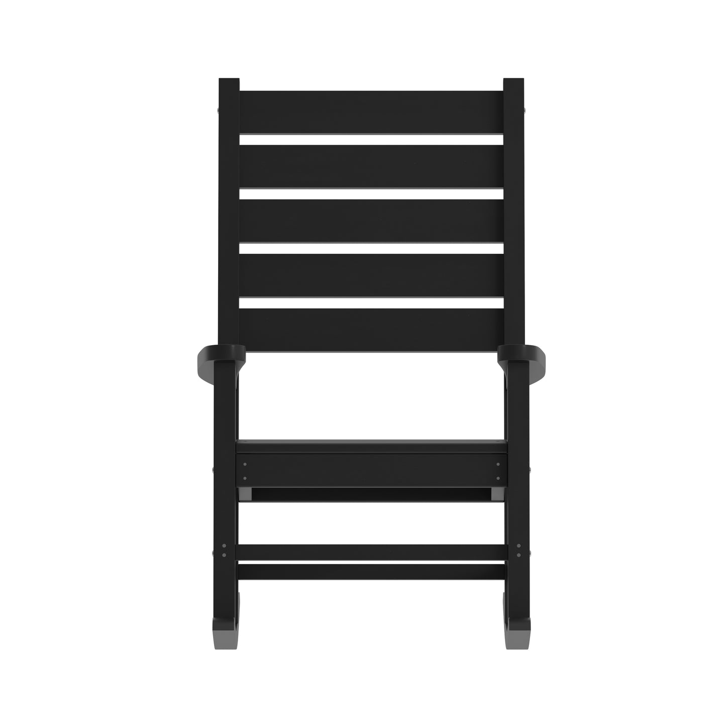Manchester Contemporary Rocking Chair, All-Weather HDPE Indoor/Outdoor Rocker in Black Black