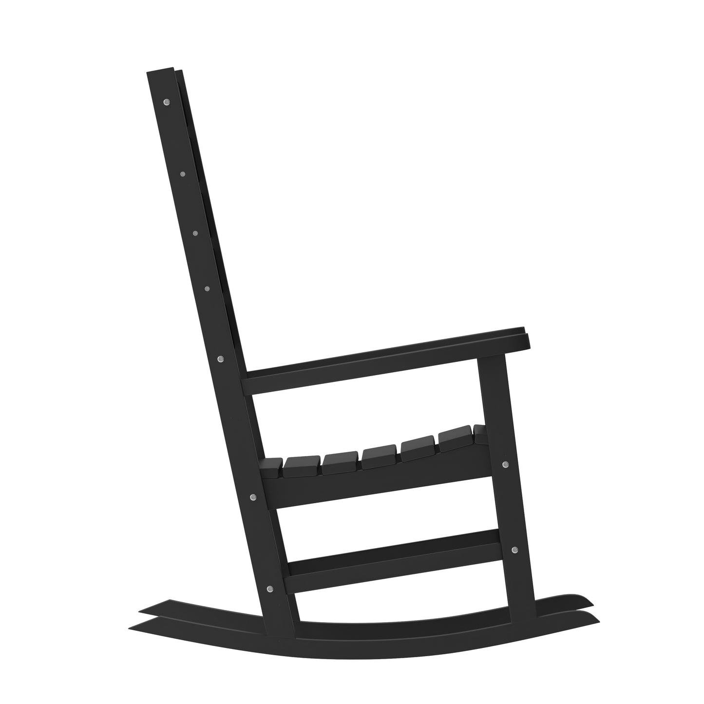 Manchester Contemporary Rocking Chair, All-Weather HDPE Indoor/Outdoor Rocker in Black Black