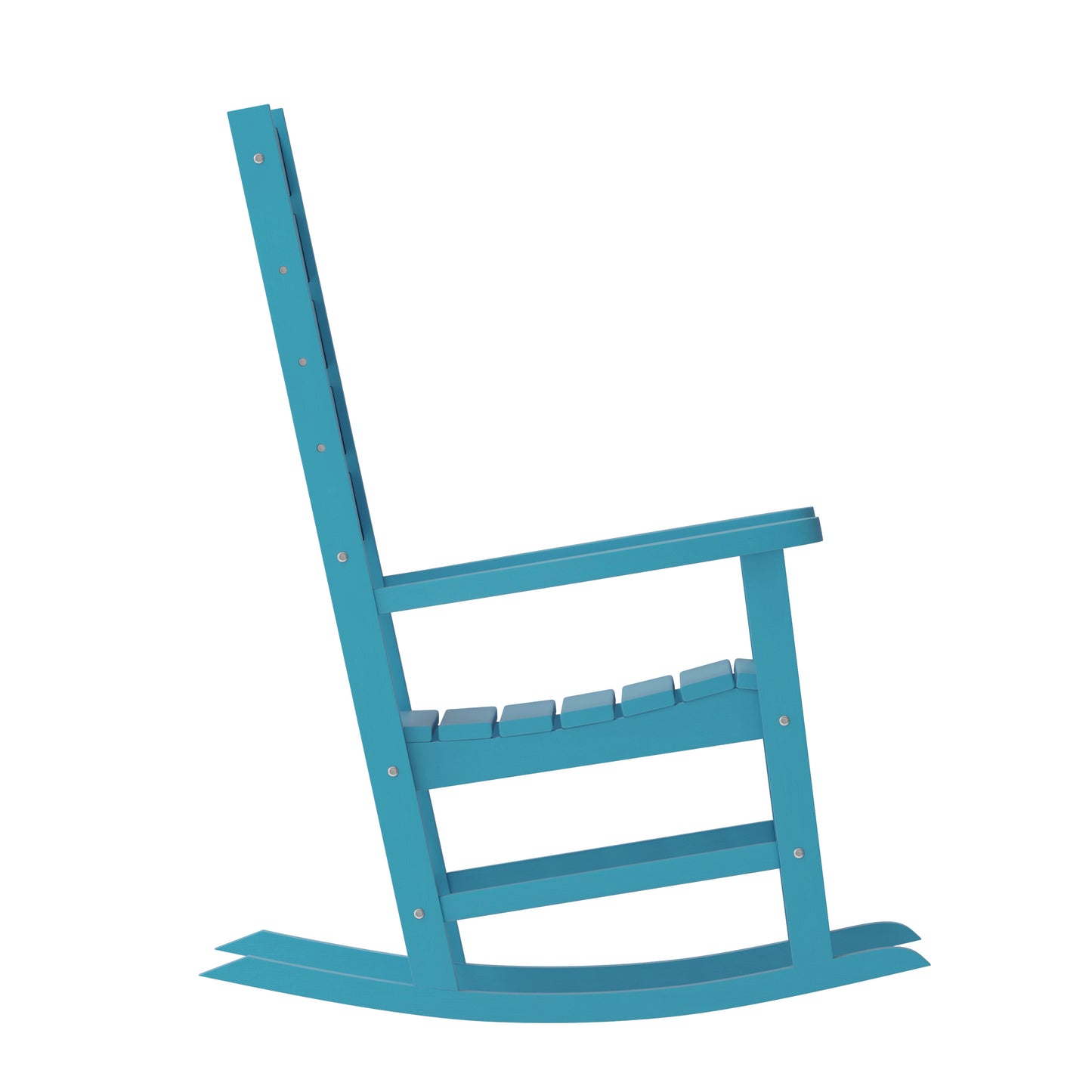 Manchester Contemporary Rocking Chair, All-Weather HDPE Indoor/Outdoor Rocker in Blue Blue