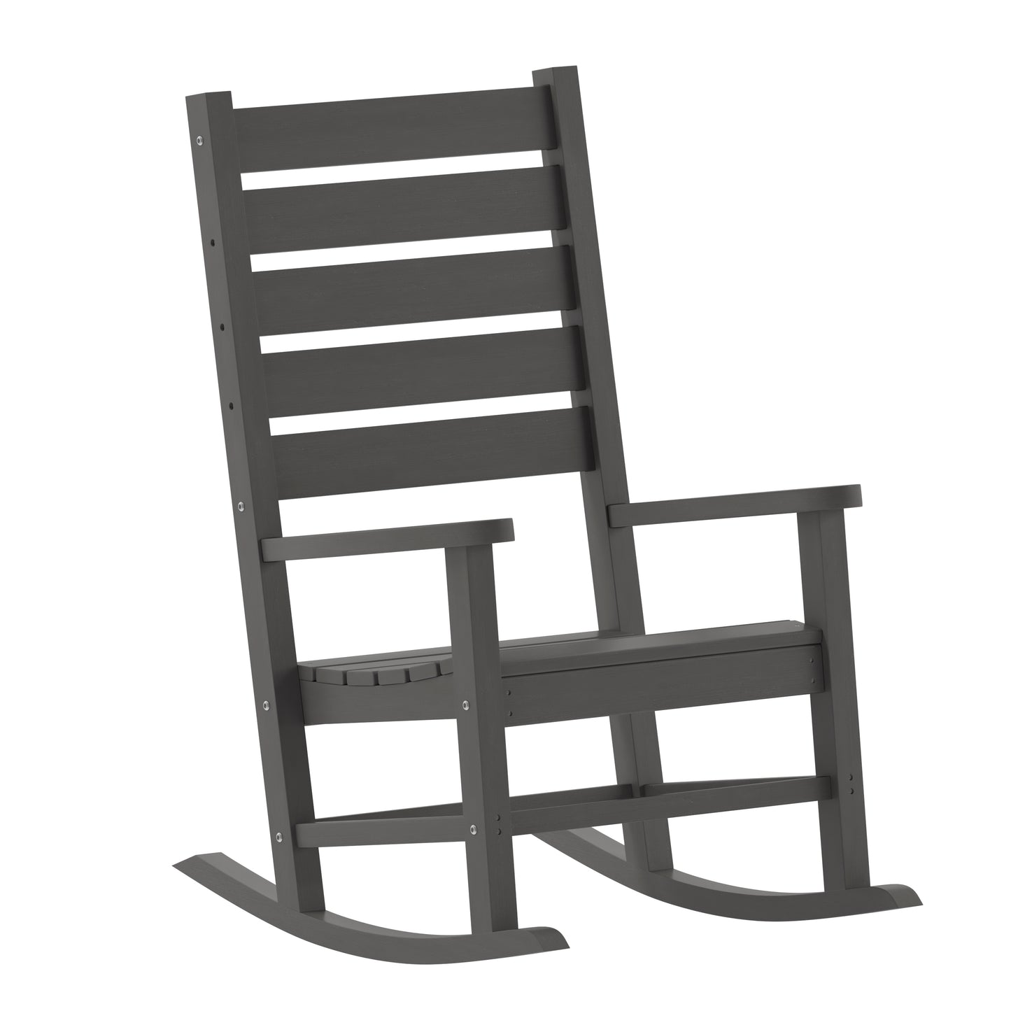 Manchester Contemporary Rocking Chair, All-Weather HDPE Indoor/Outdoor Rocker in Gray Gray