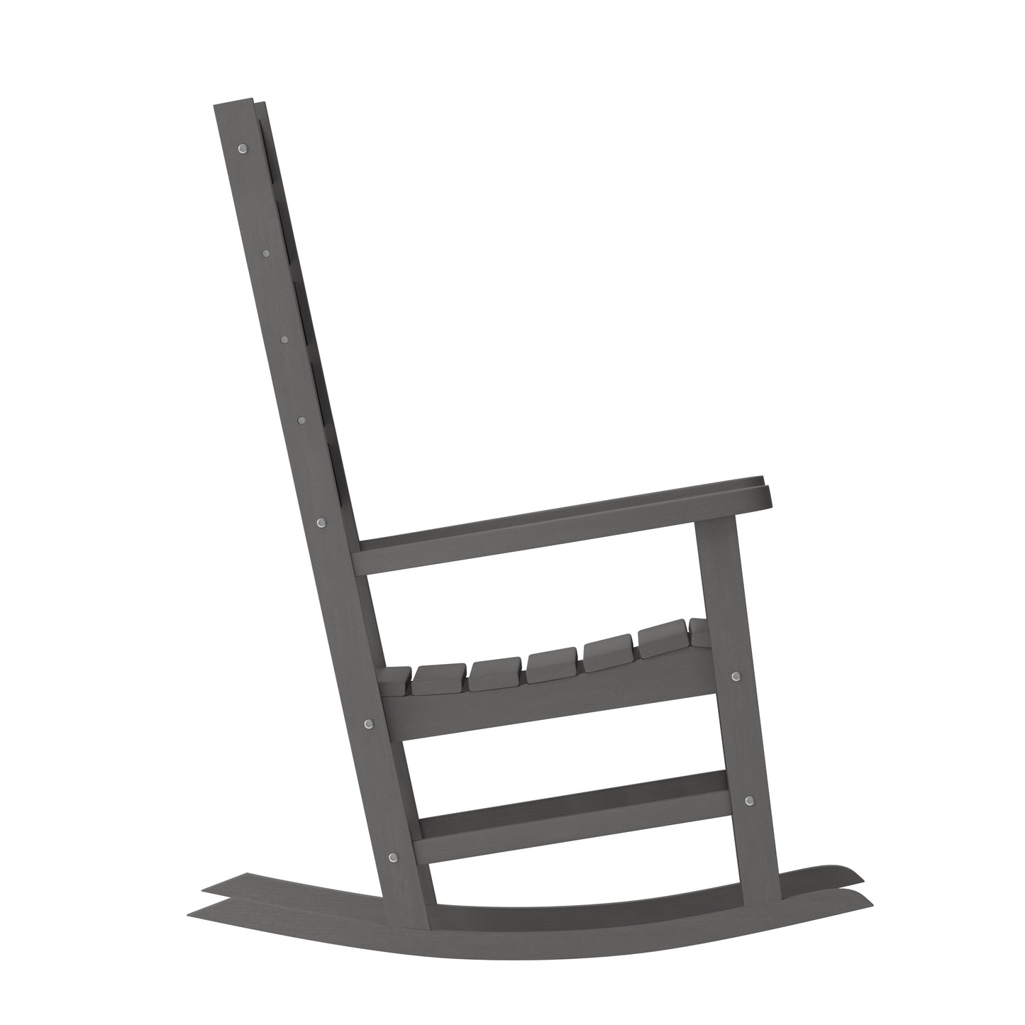 Manchester Contemporary Rocking Chair, All-Weather HDPE Indoor/Outdoor Rocker in Gray Gray