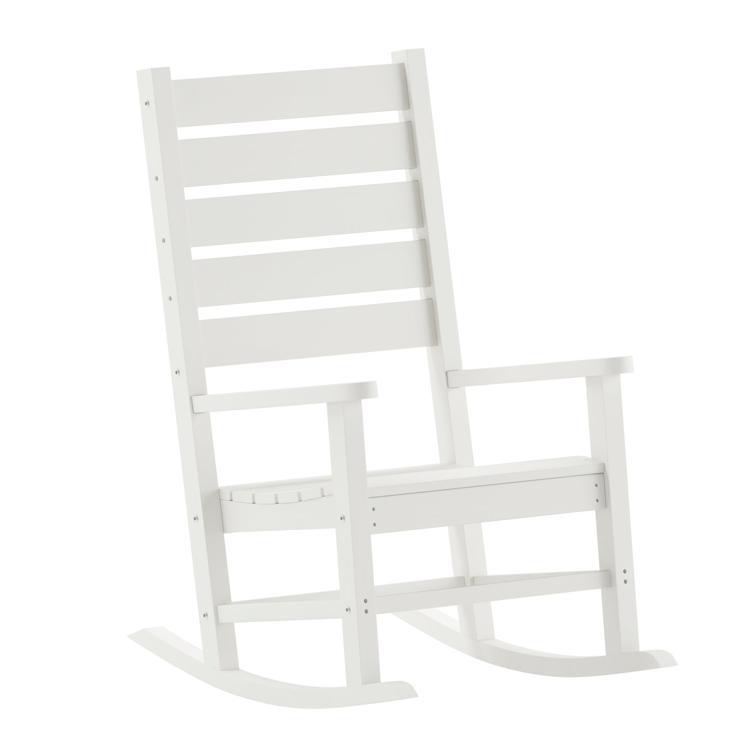 Manchester Contemporary Rocking Chair, All-Weather HDPE Indoor/Outdoor Rocker in White White