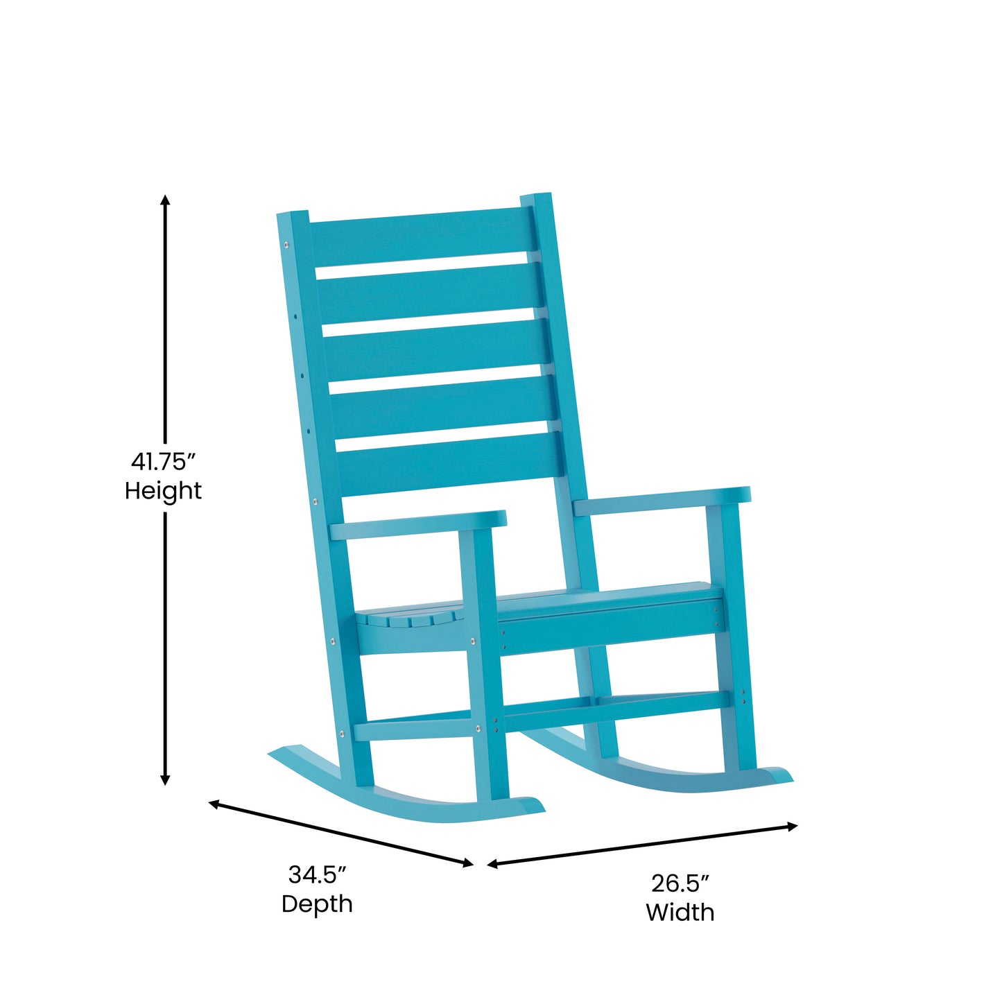 Manchester Commercial Grade 3-Piece Indoor/Outdoor Set with 2 Contemporary All-Weather HDPE Rocking Chairs and End Table in Blue Blue