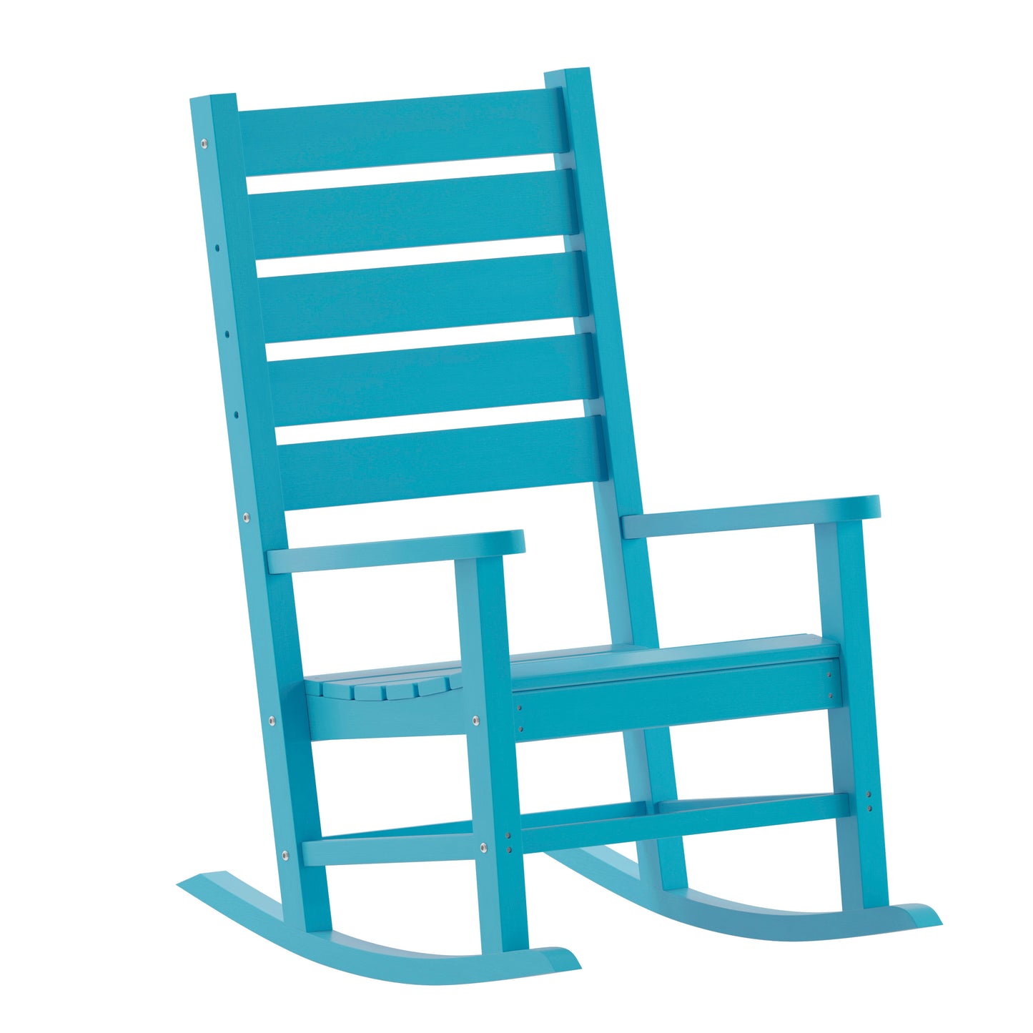 Manchester Commercial Grade 3-Piece Indoor/Outdoor Set with 2 Contemporary All-Weather HDPE Rocking Chairs and End Table in Blue Blue