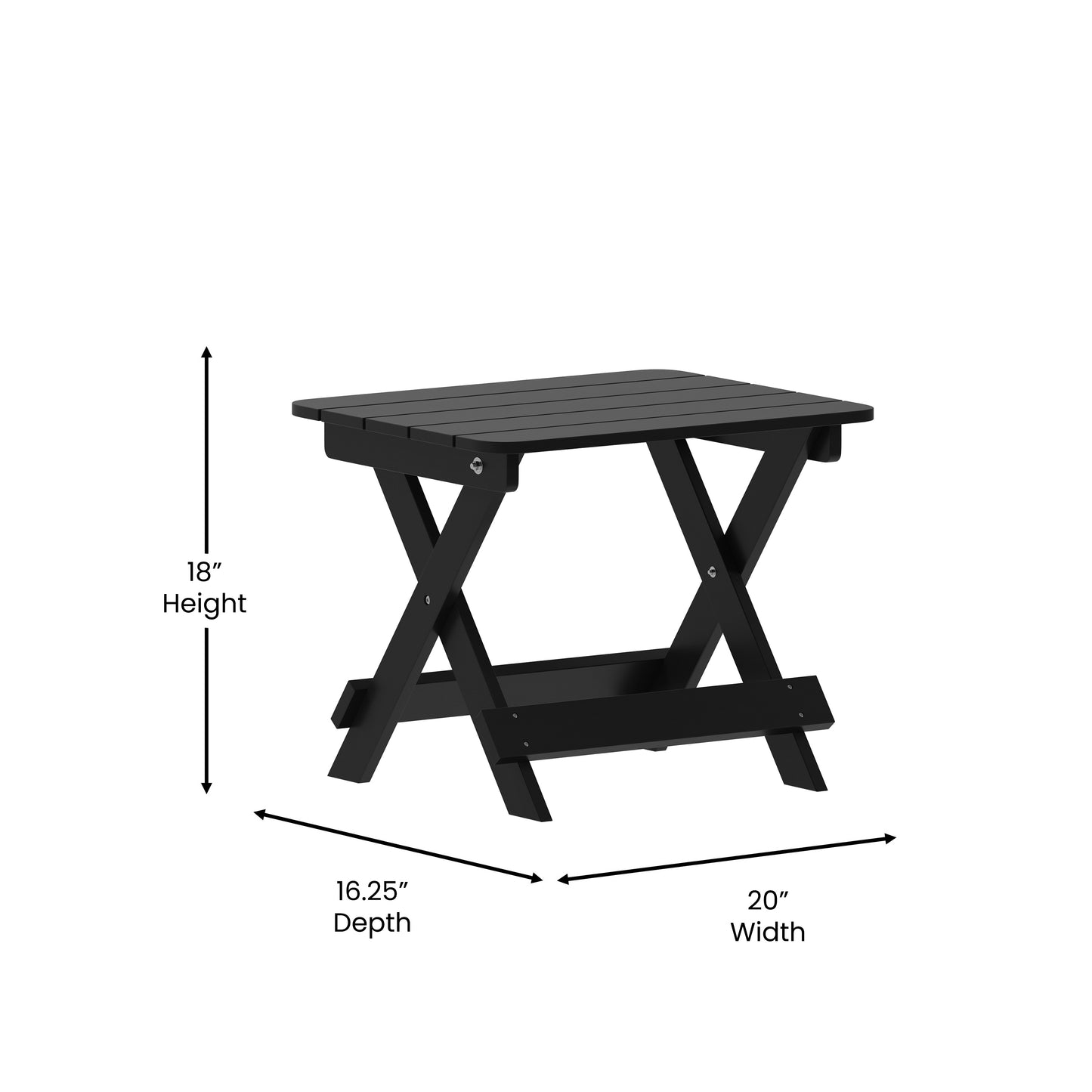 Manchester Commercial Grade 3-Piece Indoor/Outdoor Set with 2 Contemporary All-Weather HDPE Rocking Chairs and End Table in Black Black