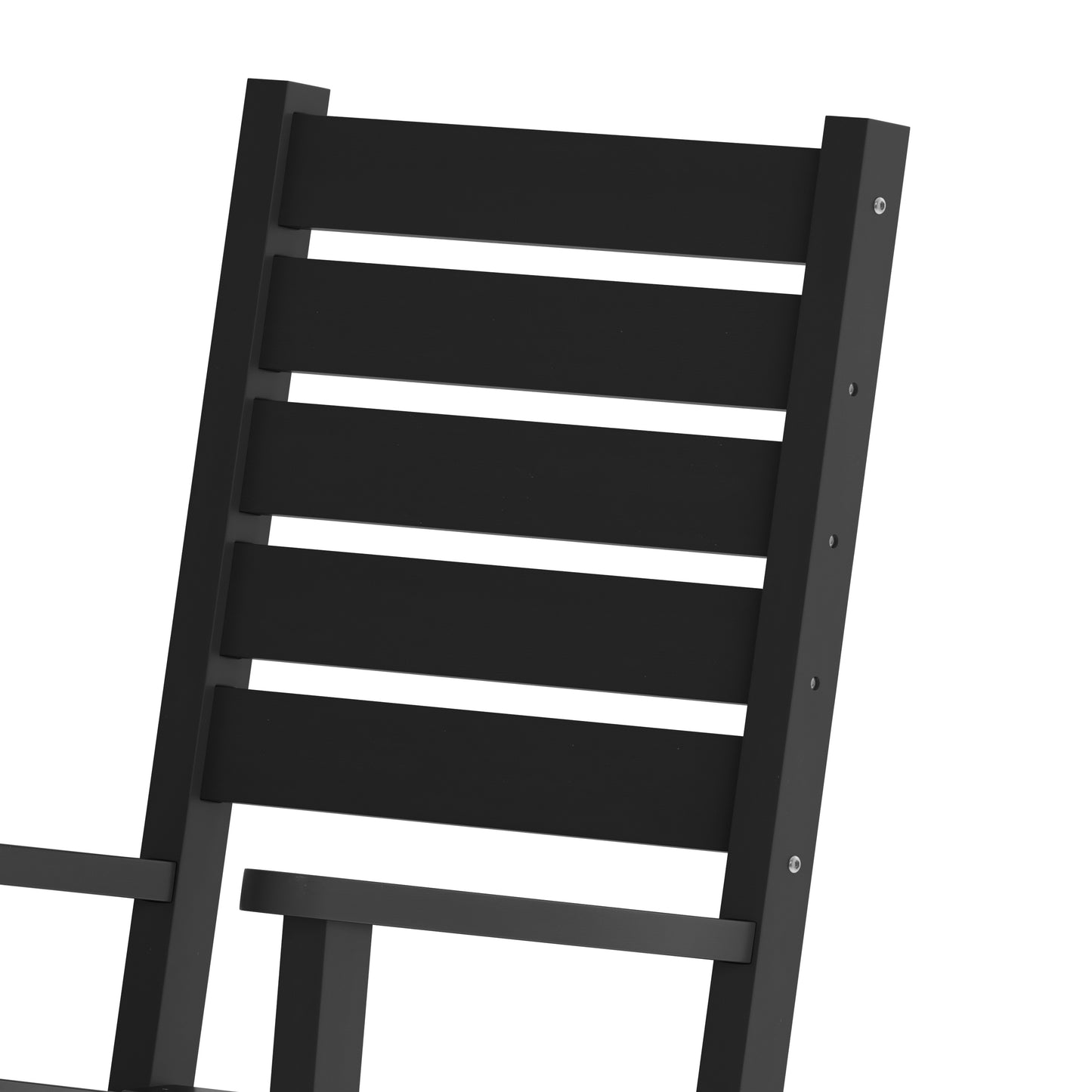 Manchester Commercial Grade 3-Piece Indoor/Outdoor Set with 2 Contemporary All-Weather HDPE Rocking Chairs and End Table in Black Black