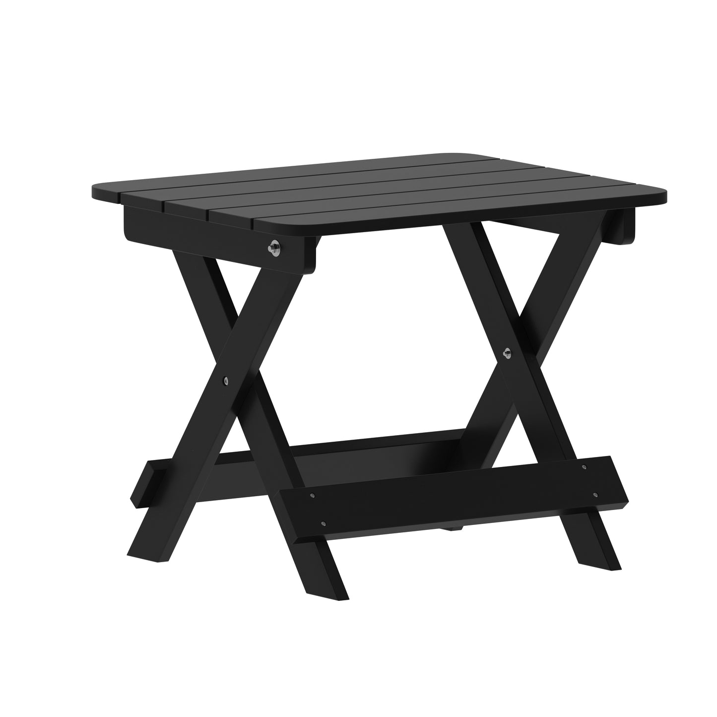 Manchester Commercial Grade 3-Piece Indoor/Outdoor Set with 2 Contemporary All-Weather HDPE Rocking Chairs and End Table in Black Black