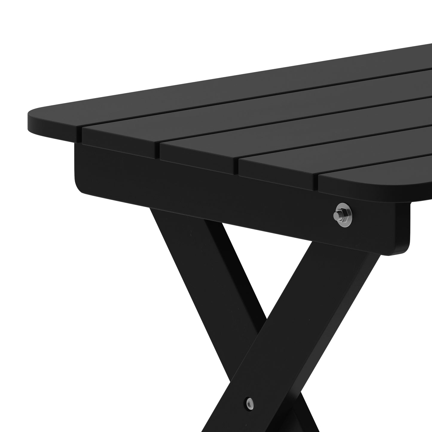 Manchester Commercial Grade 3-Piece Indoor/Outdoor Set with 2 Contemporary All-Weather HDPE Rocking Chairs and End Table in Black Black