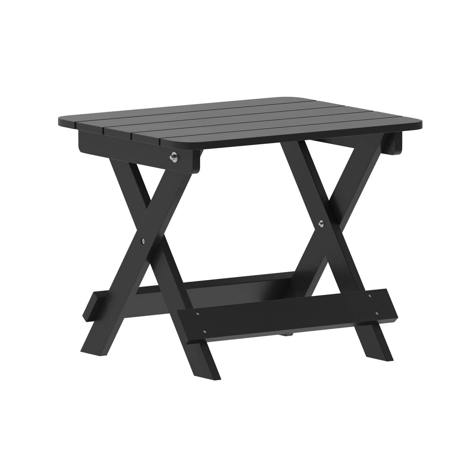 Manchester Commercial Grade 3-Piece Indoor/Outdoor Set with 2 Contemporary All-Weather HDPE Rocking Chairs and End Table in Black Black